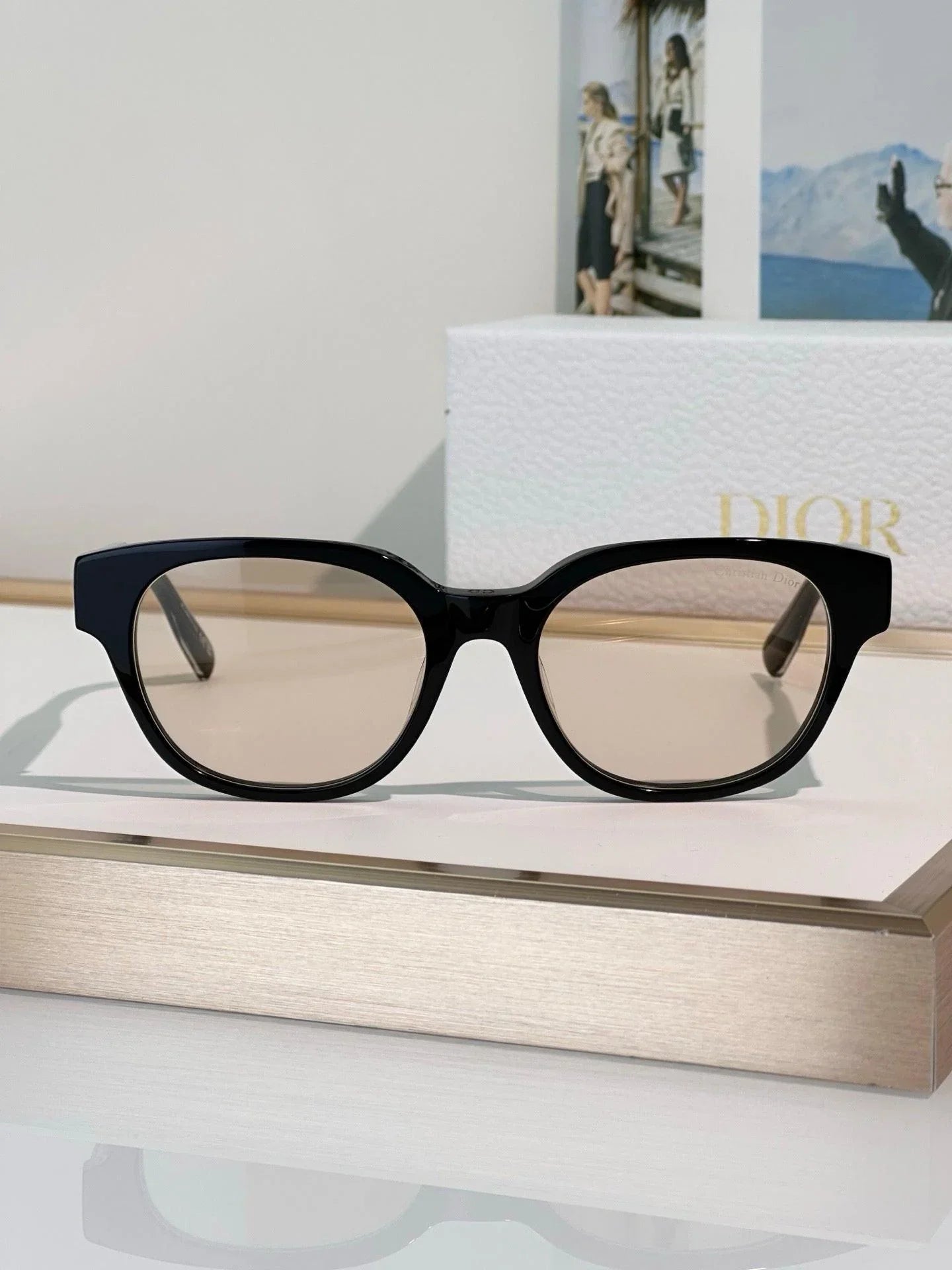 DIOR Christian Dior Label R1F Black and Beige Pantos Sunglasses ✨