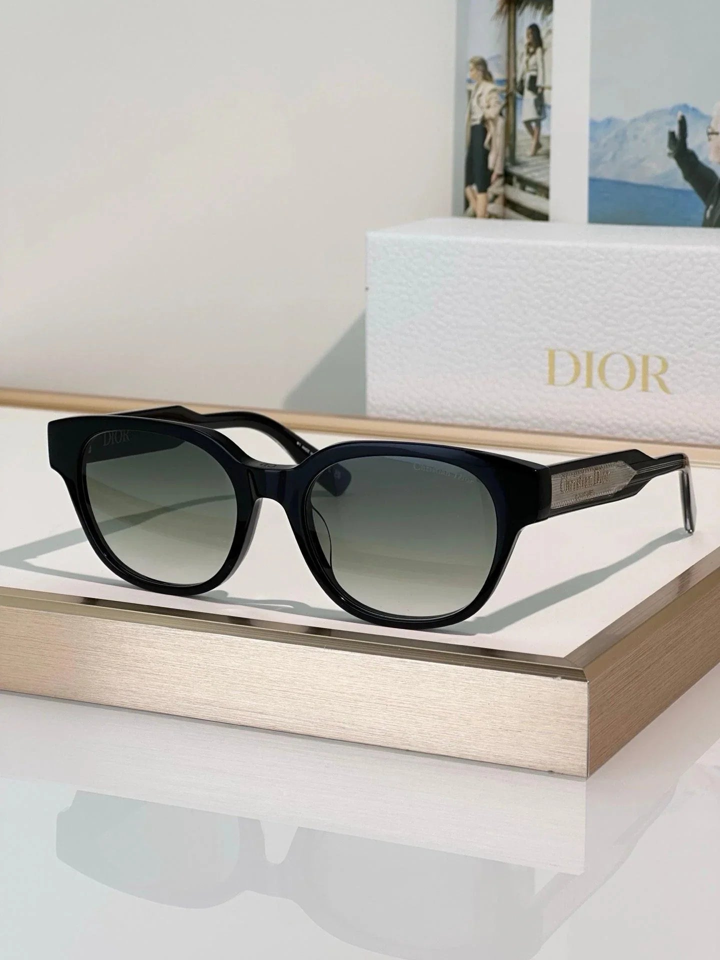 DIOR Christian Dior Label R1F Black and Beige Pantos Sunglasses ✨