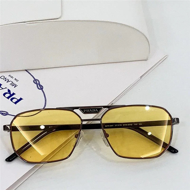 PRADA SPR 58Y Rectangle shape Metal Sunglasses Unisex 🟥