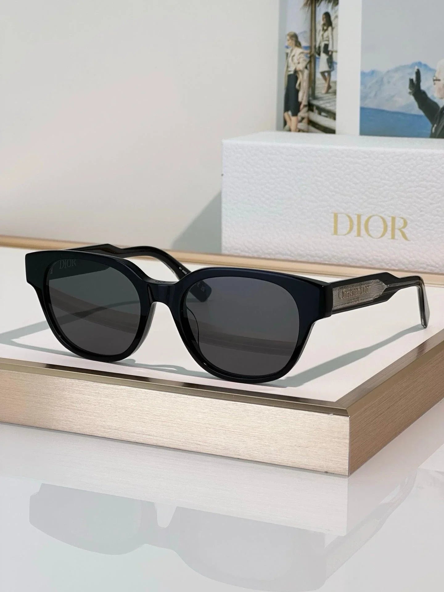 DIOR Christian Dior Label R1F Black and Beige Pantos Sunglasses ✨