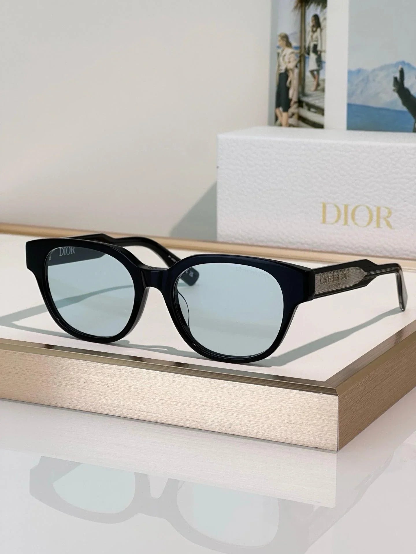 DIOR Christian Dior Label R1F Black and Beige Pantos Sunglasses ✨