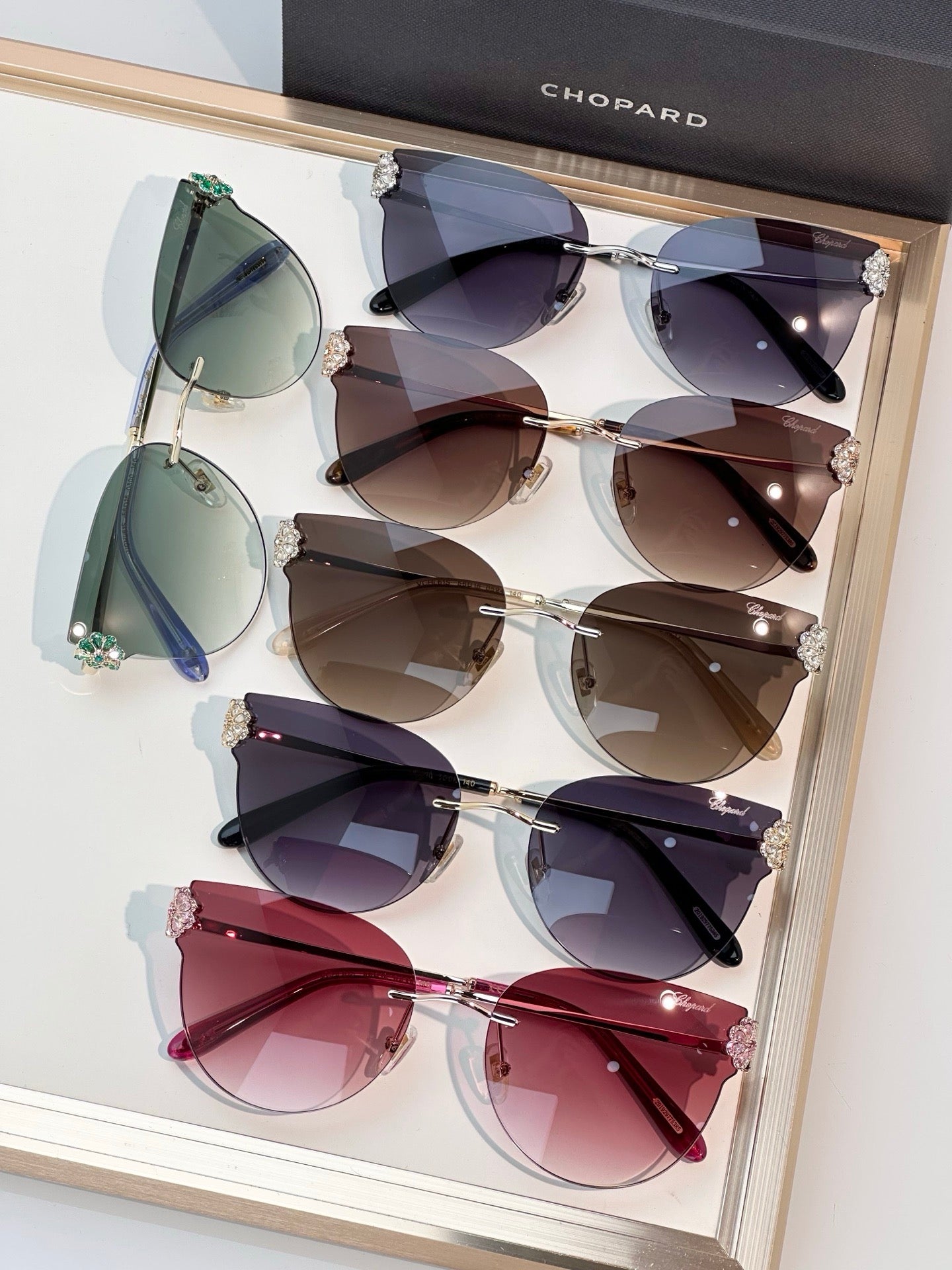 Chopard VCHL61S - 300K Polished Rose Gold-Silver Sunglasses ✨
