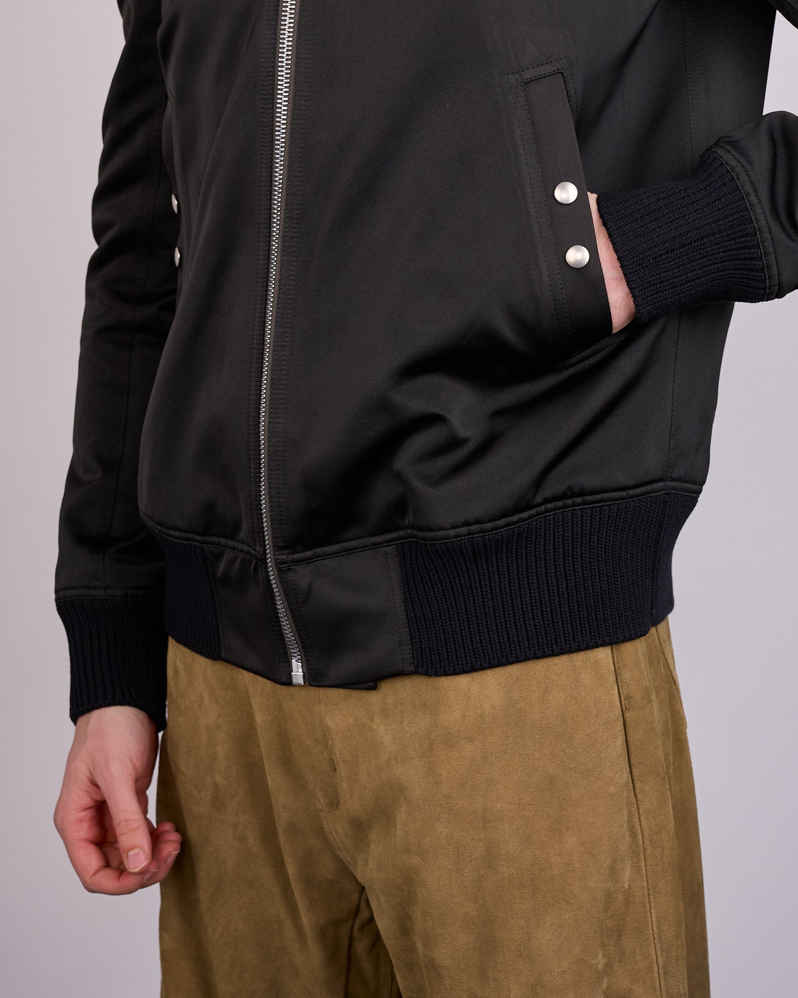 Rick Owens Classic Flight Jacket Tech Duchesse Black