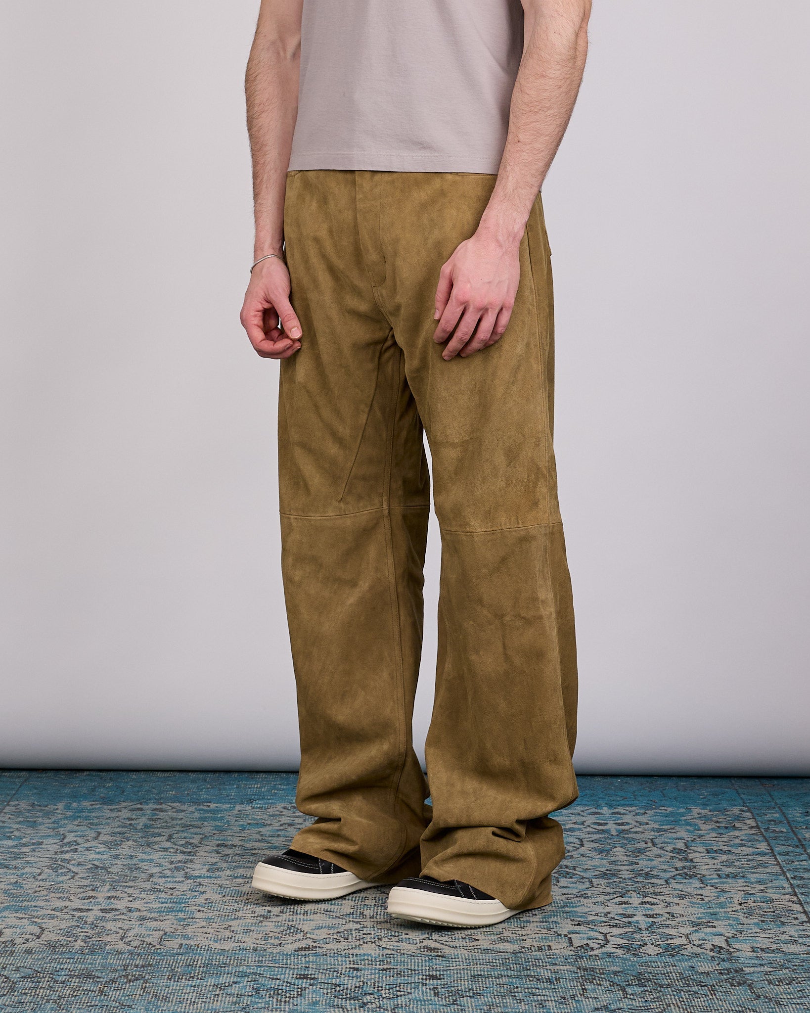 Rick Owens Geth Jean Sumi Suede Leather Brown