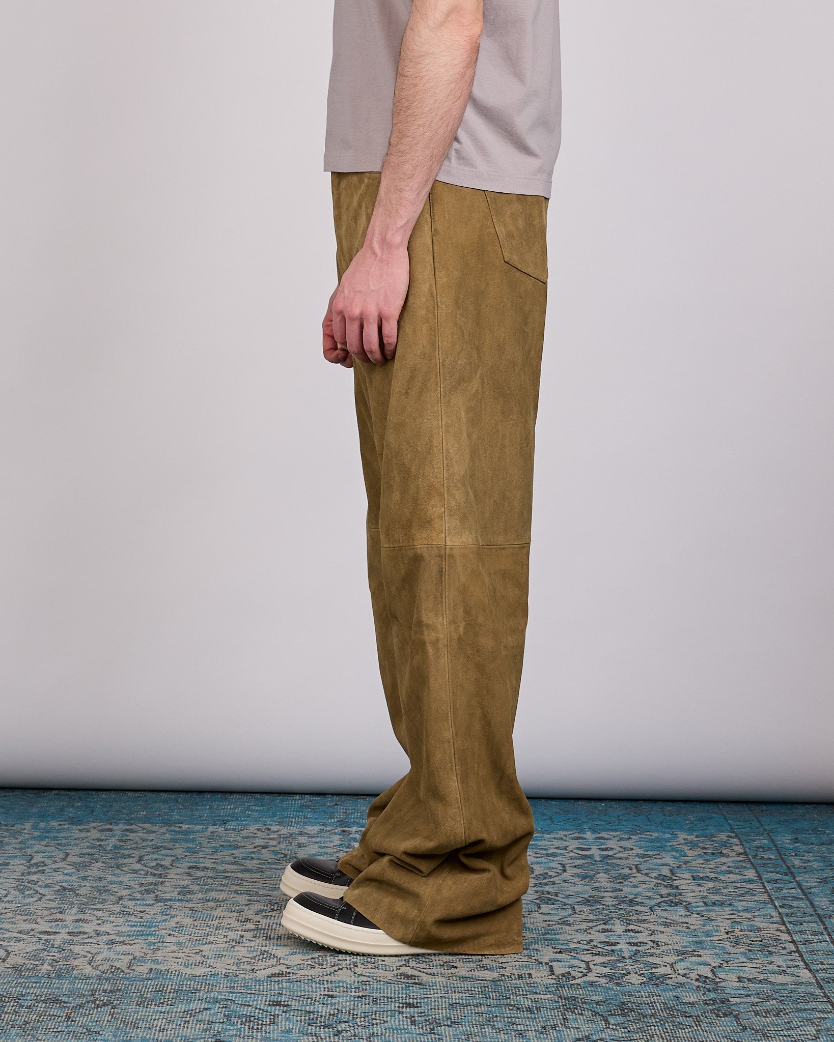 Rick Owens Geth Jean Sumi Suede Leather Brown