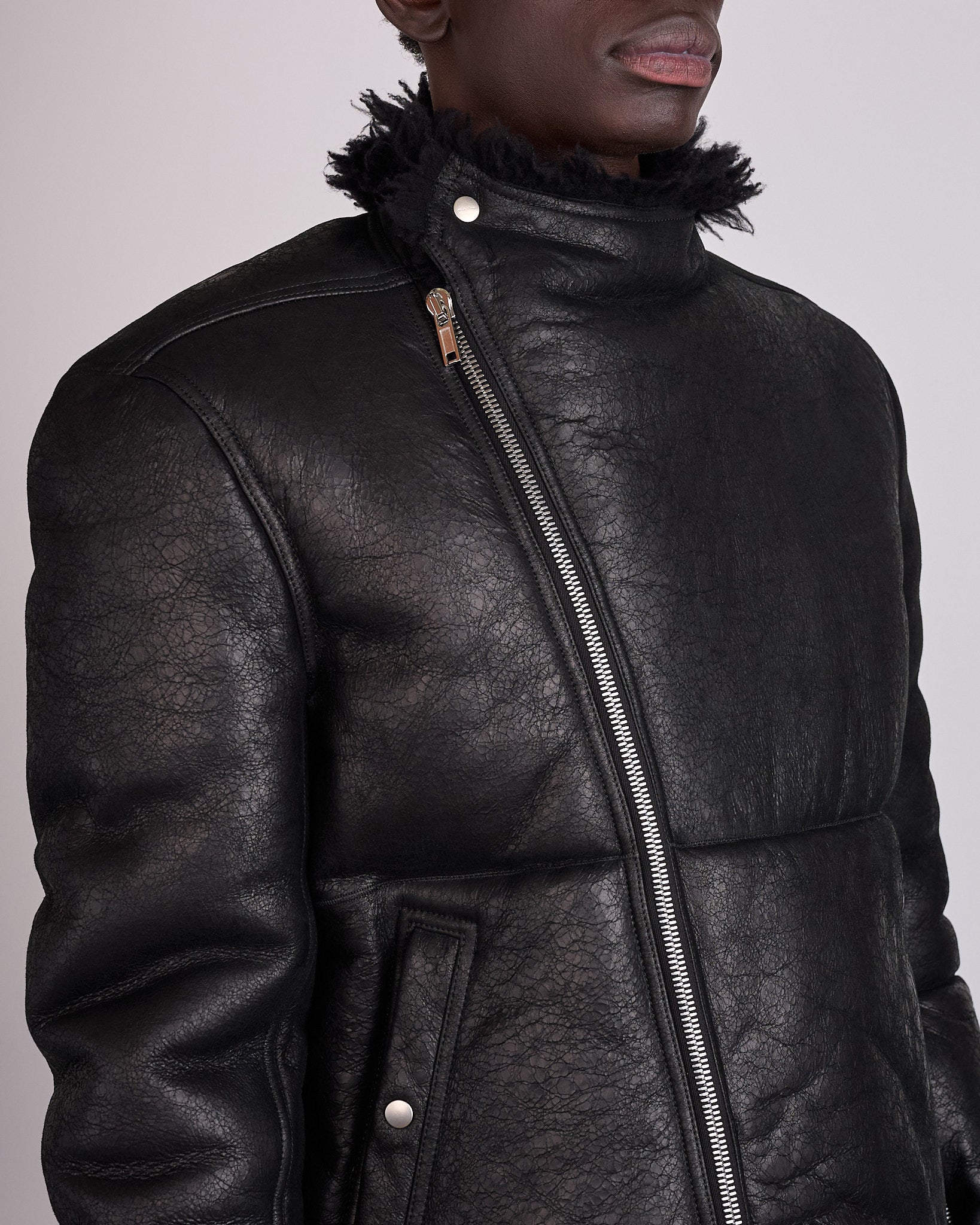 Rick Owens Hollywood Flight Shearling Jacket Black