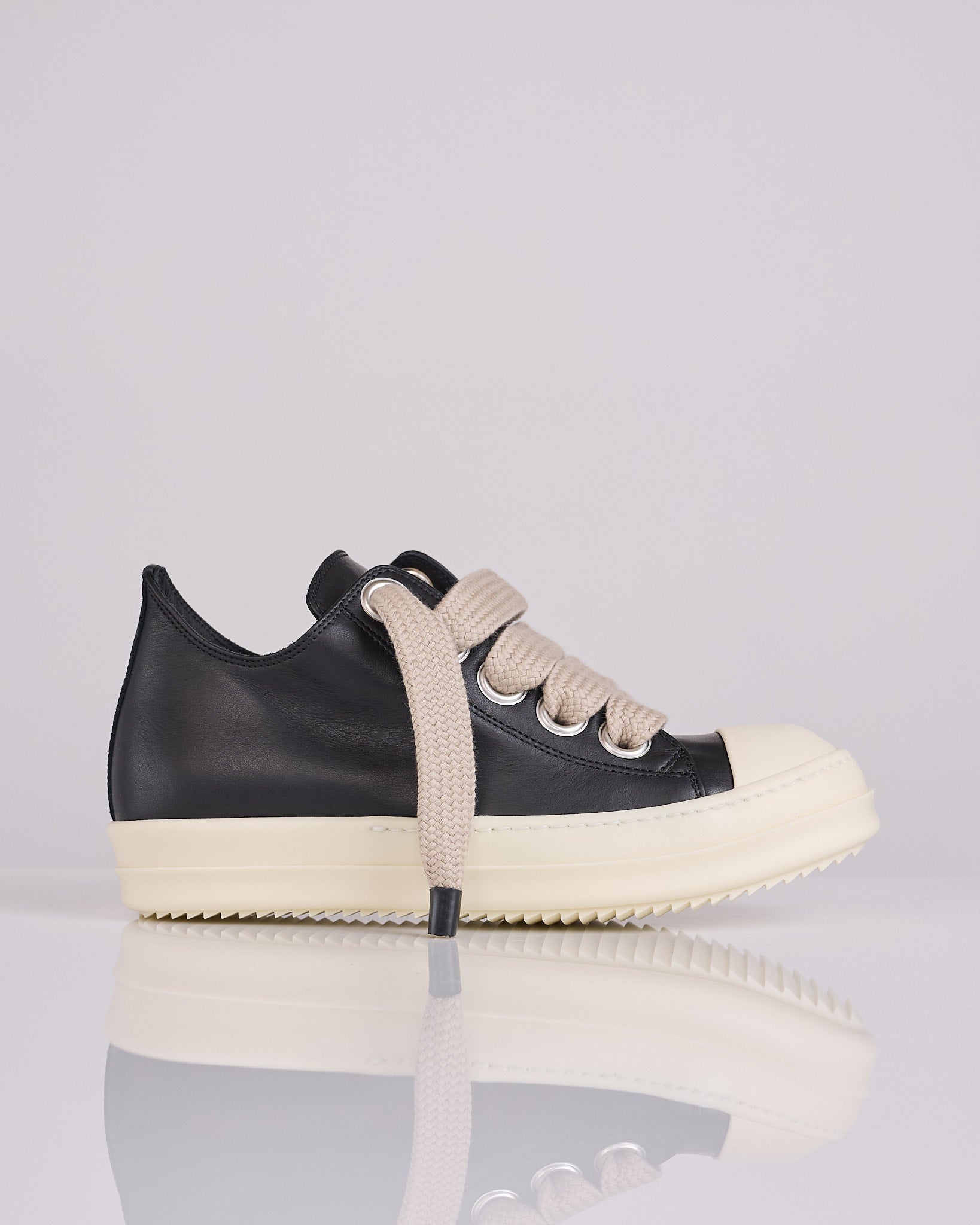 Rick Owens Jumbo Lace Low Sneak LCO Leather Black Milk