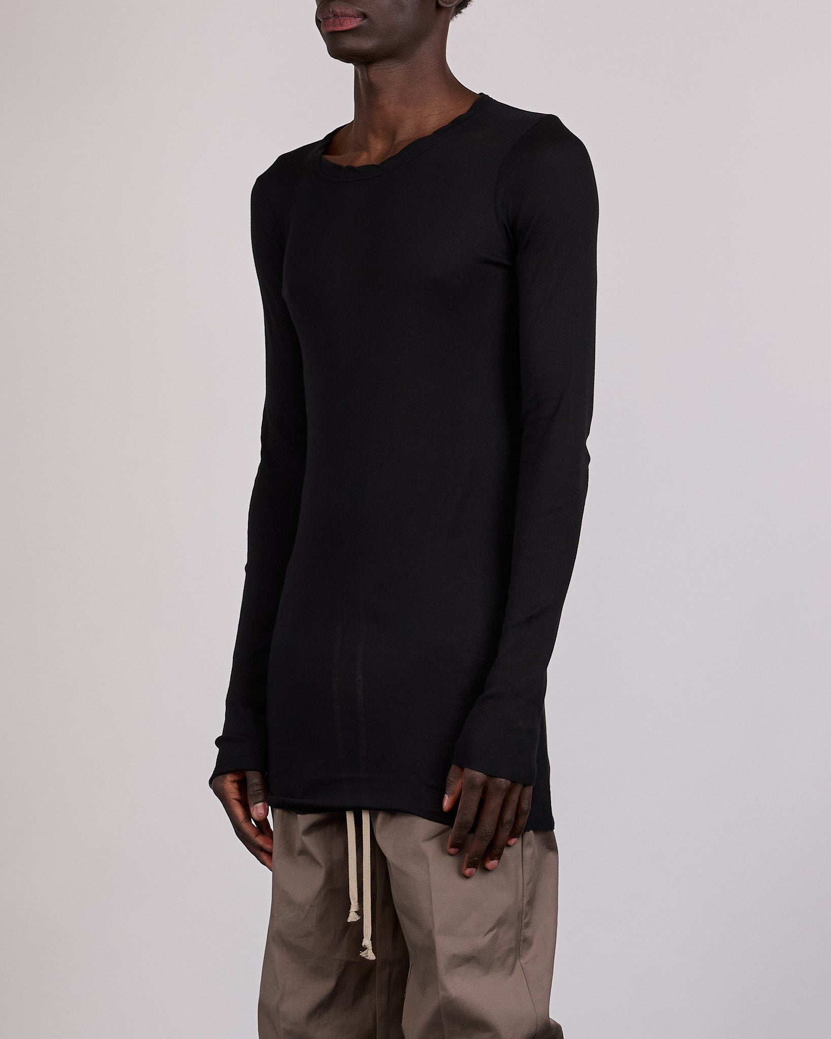 Rick Owens Longsleeve Rib T-Shirt Micro Rib Black