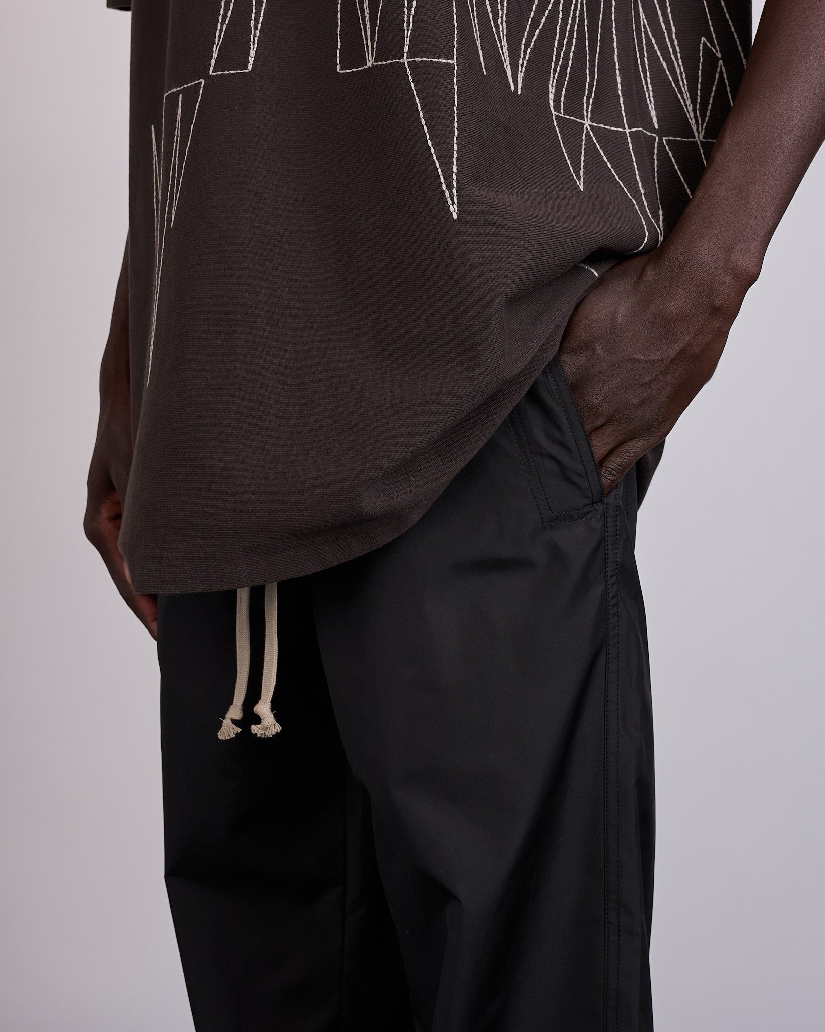 Rick Owens x Moncler Drawstring Taffeta Pant Black