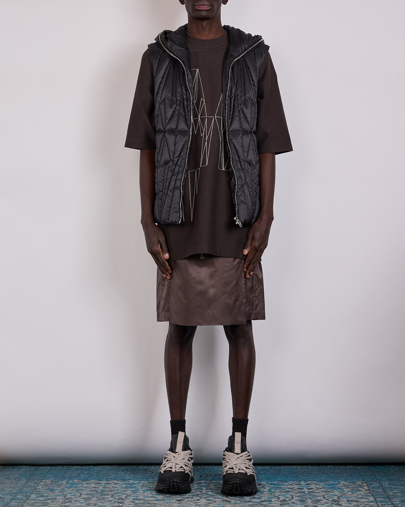 Rick Owens x Moncler Geocamo Ziplock Vest Lightweight Duvet Black
