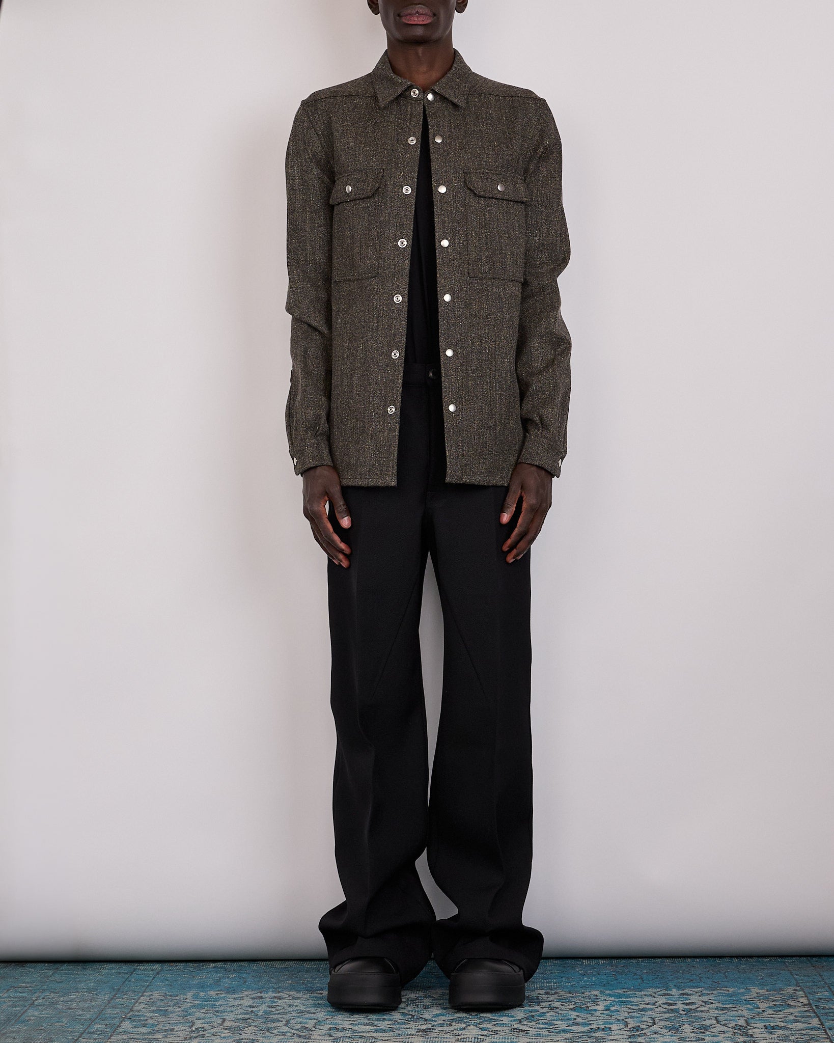 Rick Owens Outershirt Carbone Wool Carbon