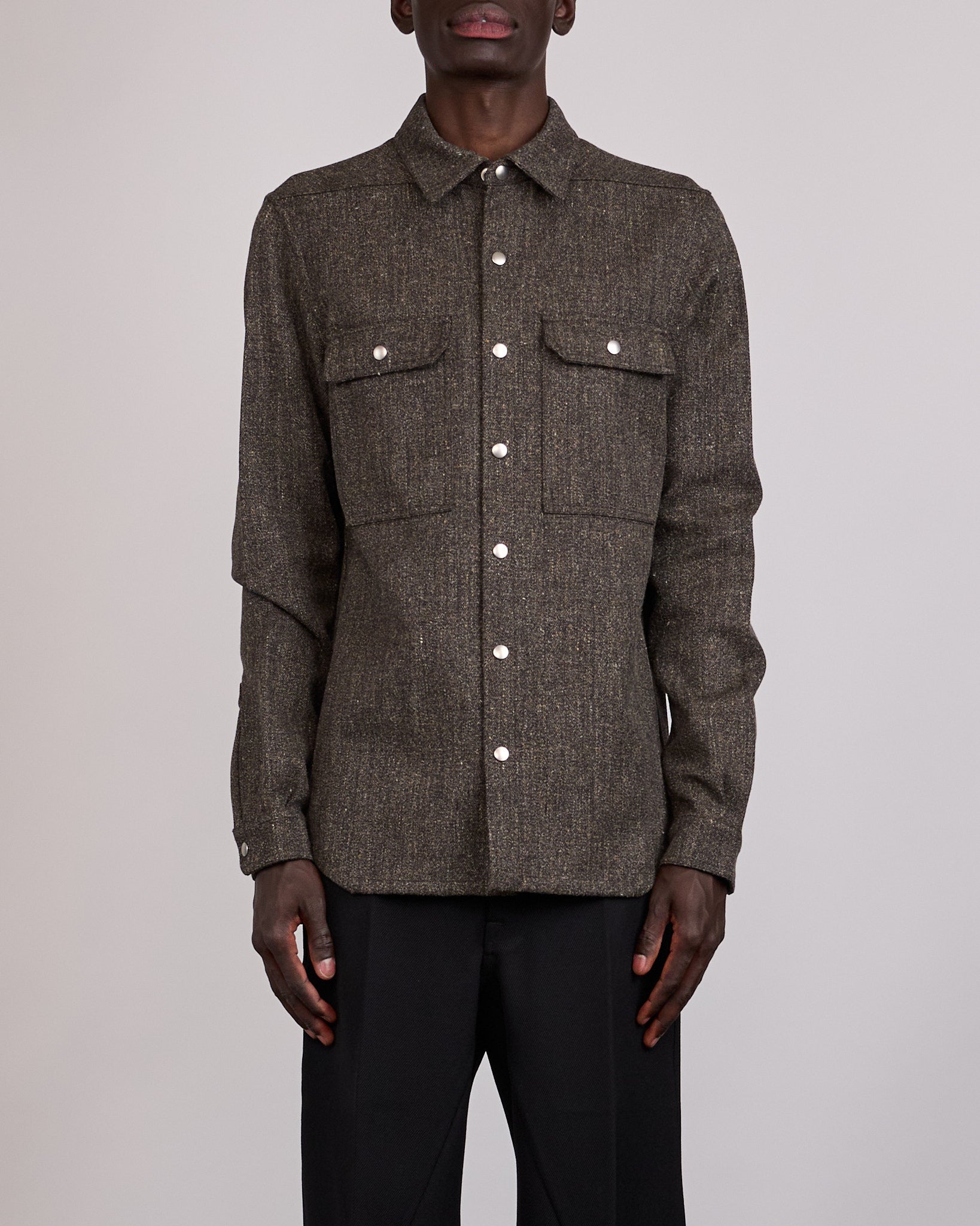 Rick Owens Outershirt Carbone Wool Carbon