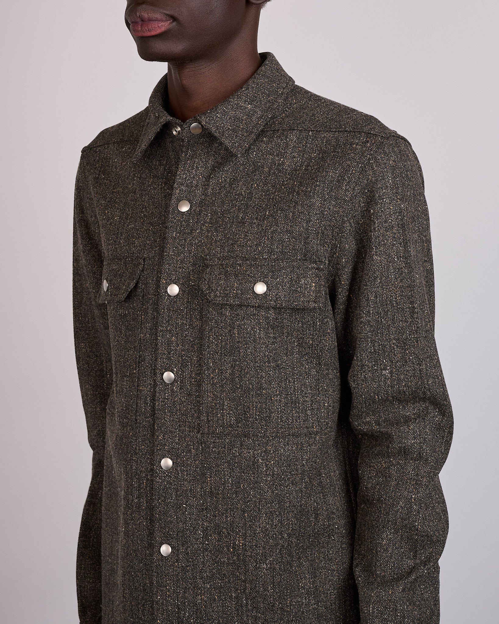 Rick Owens Outershirt Carbone Wool Carbon