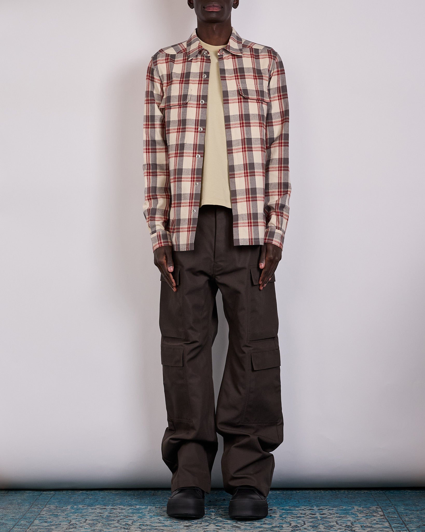 Rick Owens Outershirt Cotton Plaid Milk