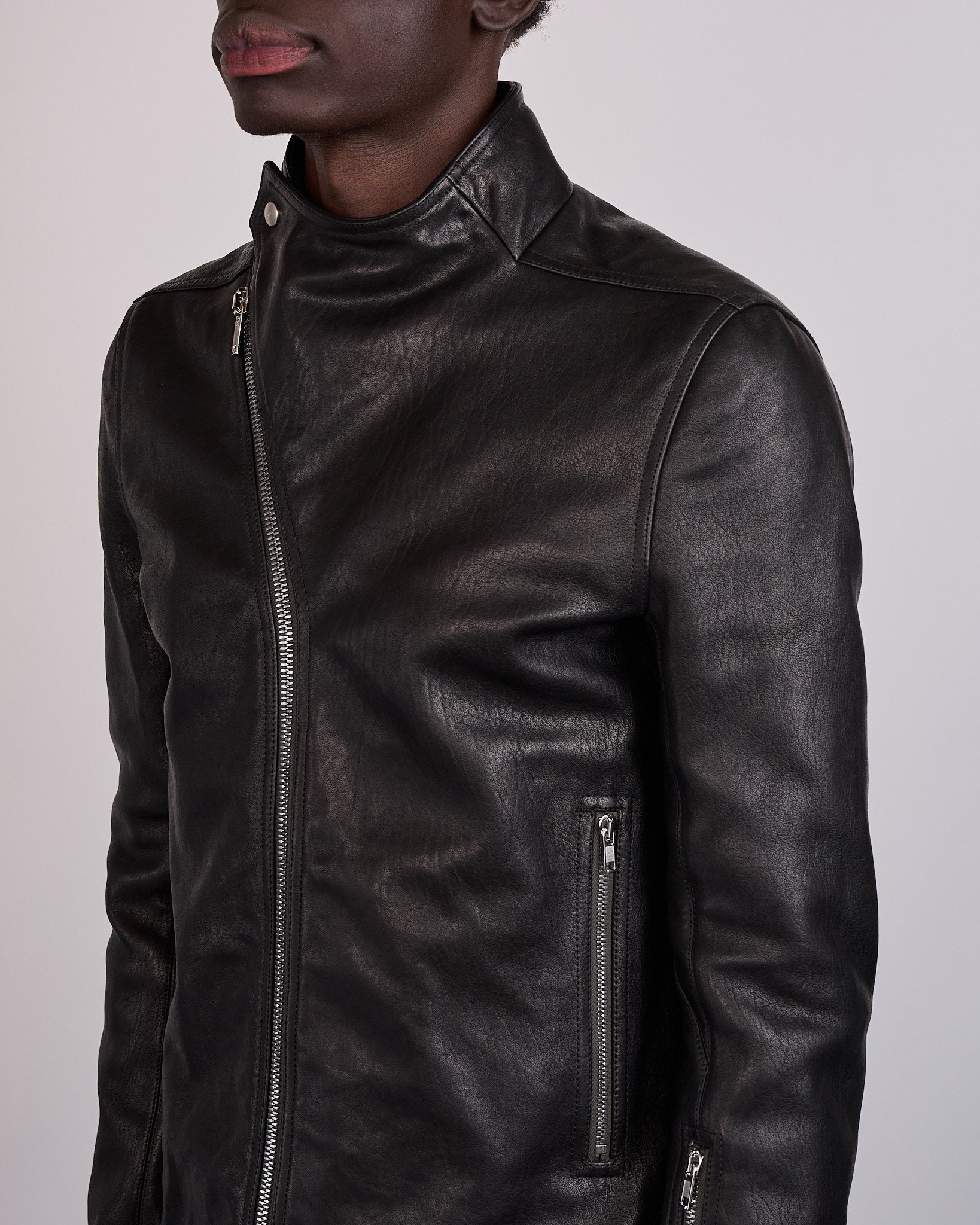 Rick Owens Release Jacket Washed Lamb Leather Black