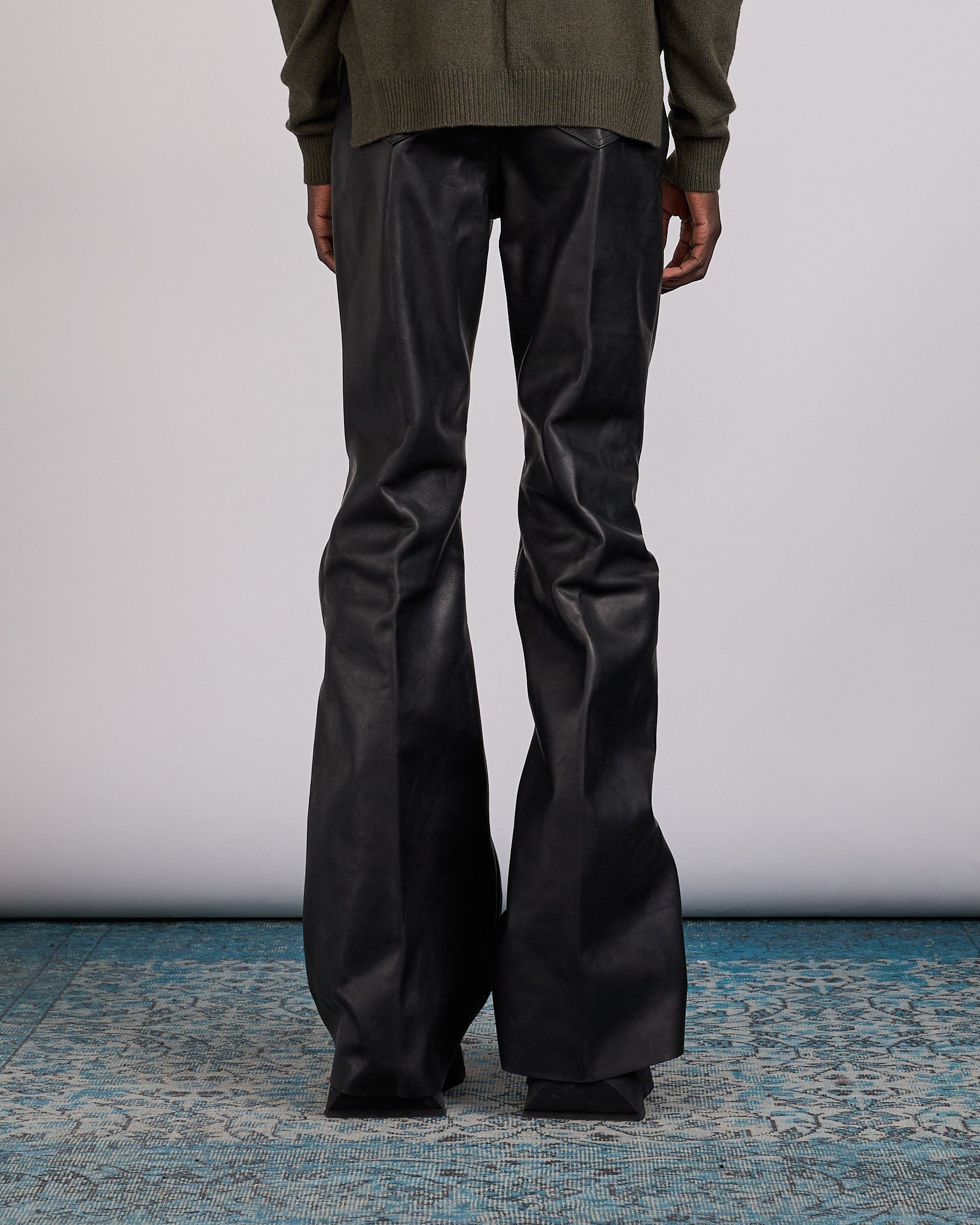Rick Owens Runway Bolan Jean Full Grain Leather Pant Black