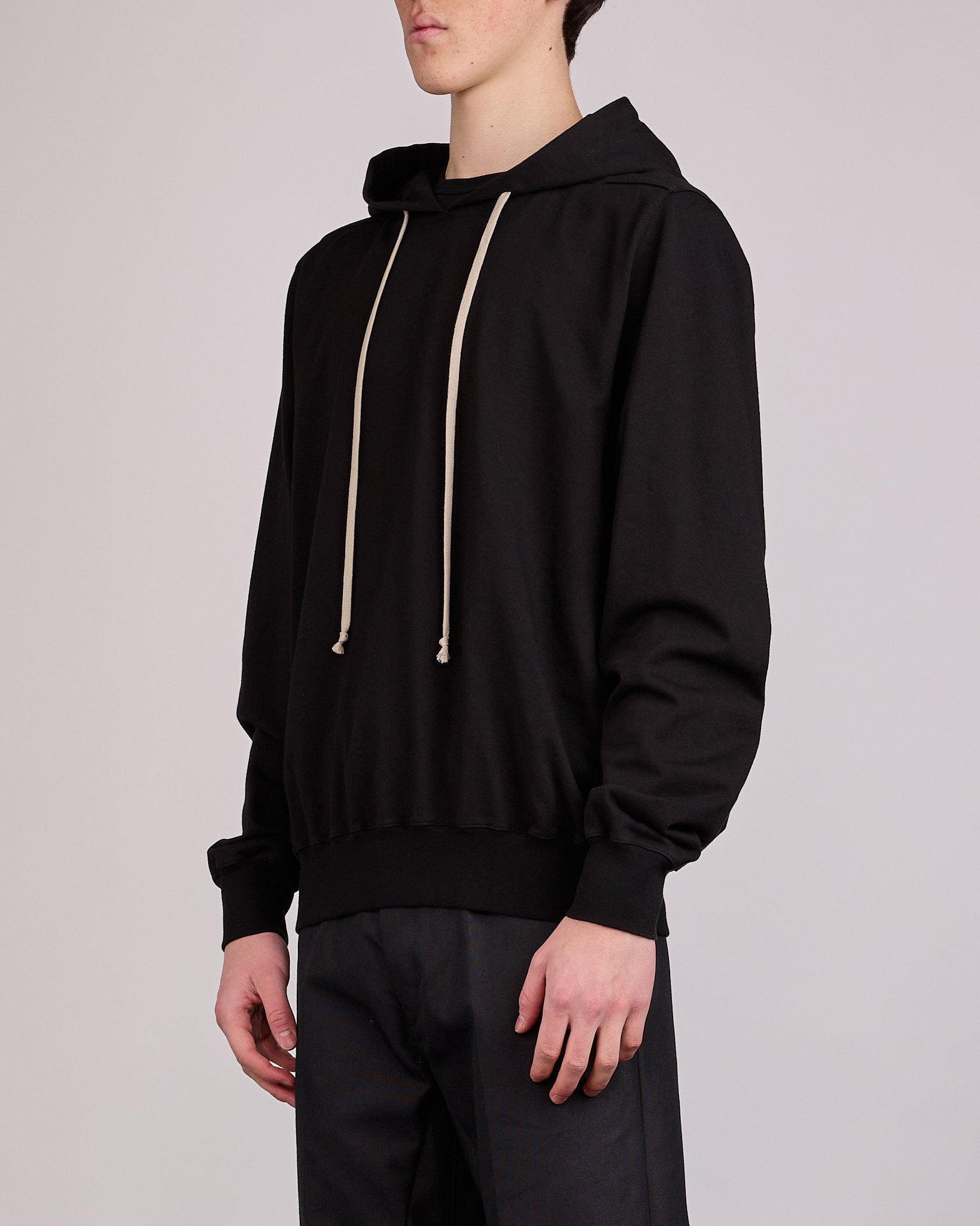 Rick Owens Runway Heavy Jersey Hoodie Temple Graphic Black