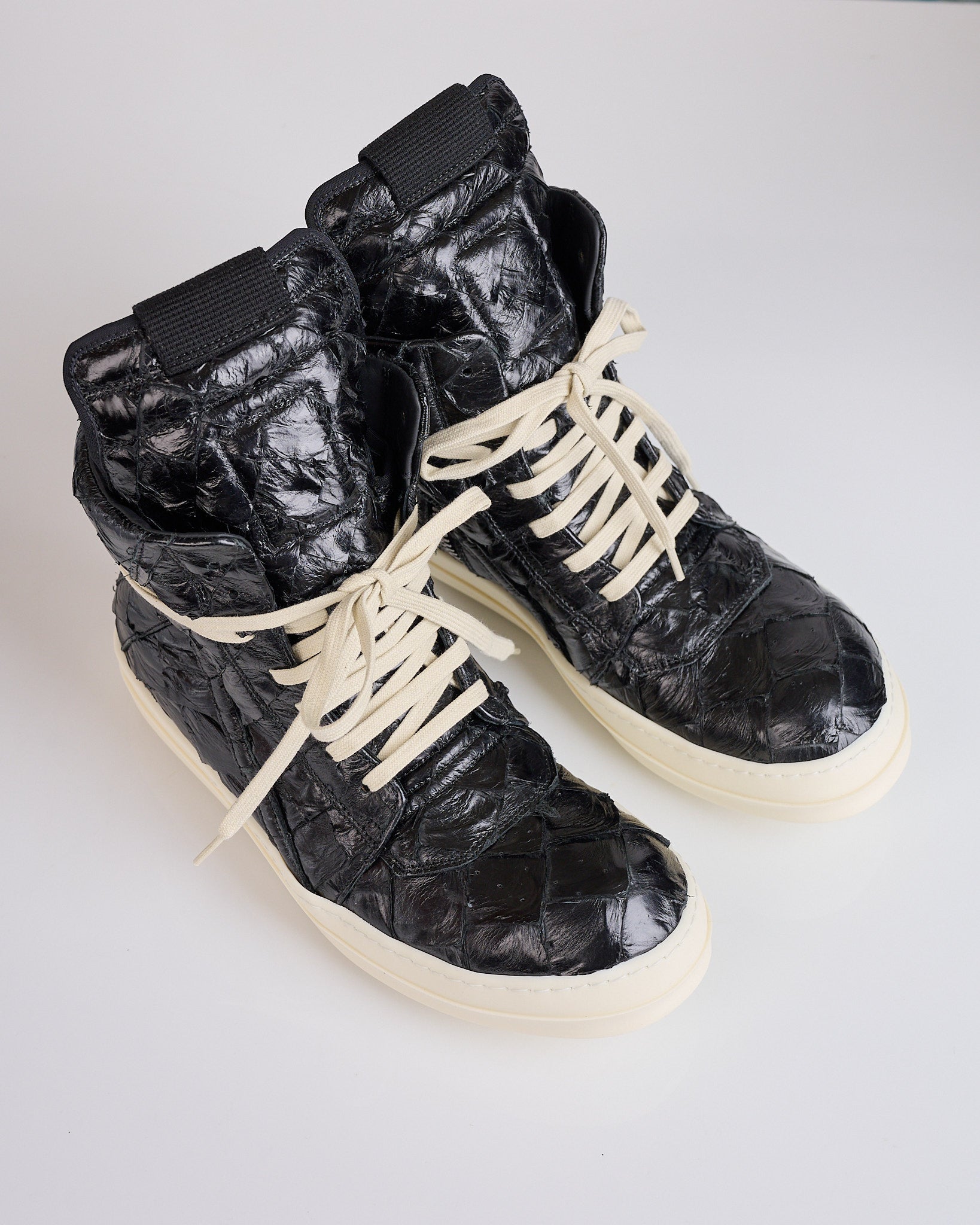 Rick Owens Runway Pirarucu Geobasket Black Black Milk