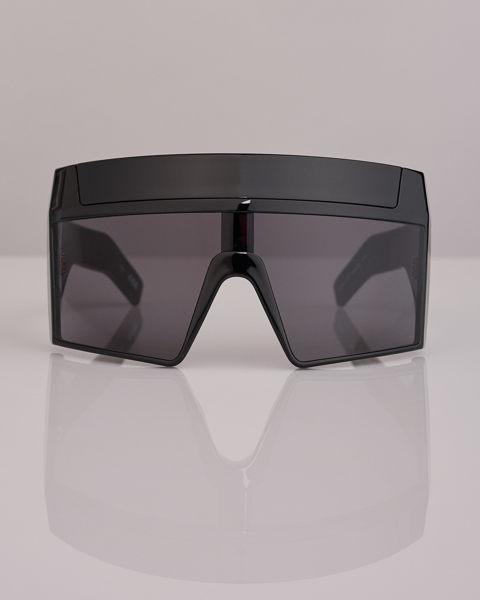 Rick Owens Runway Temple Rev Shiny Sunglass Black Black