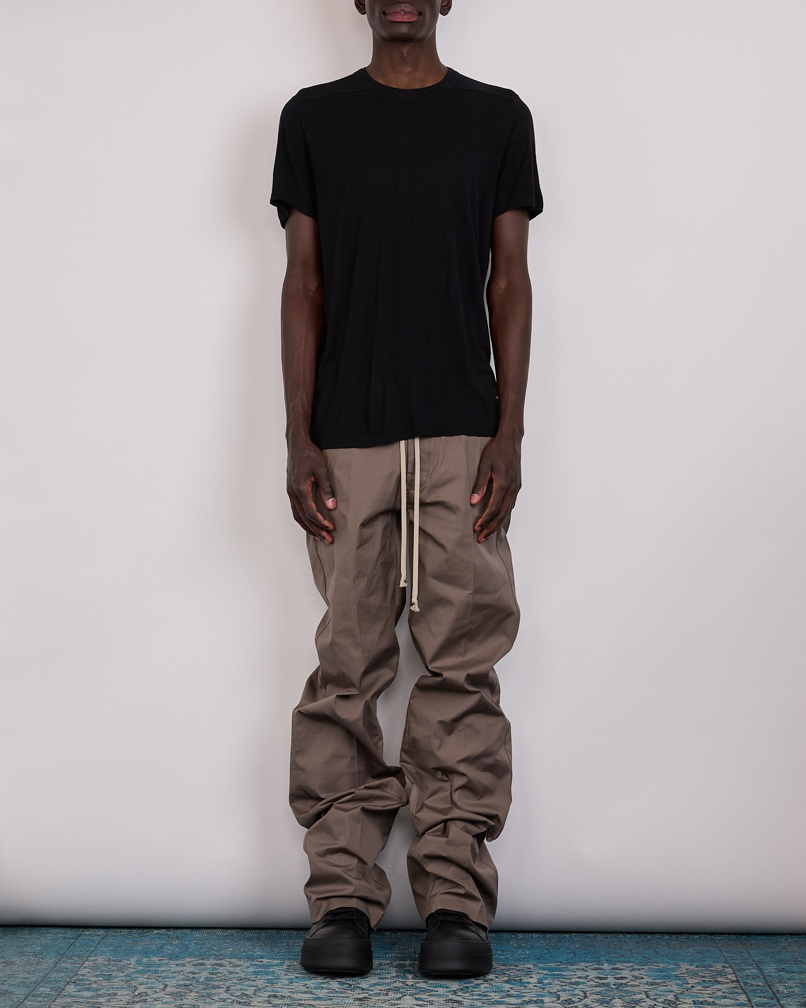 Rick Owens Short Level T-Shirt Viscose Silk Jersey Black