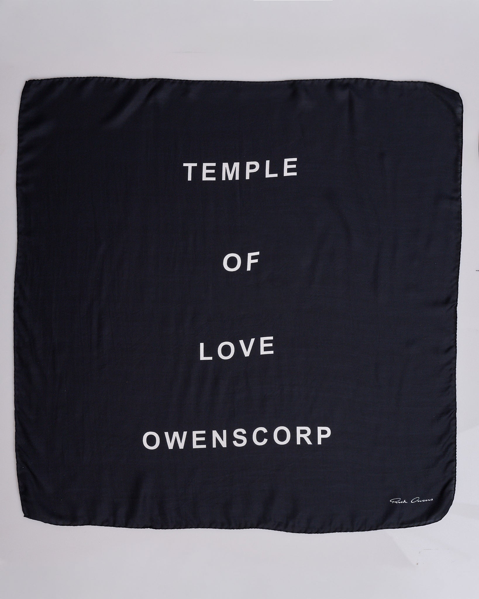 Rick Owens Temple 70x70 Modal Silk Bandana Black Milk