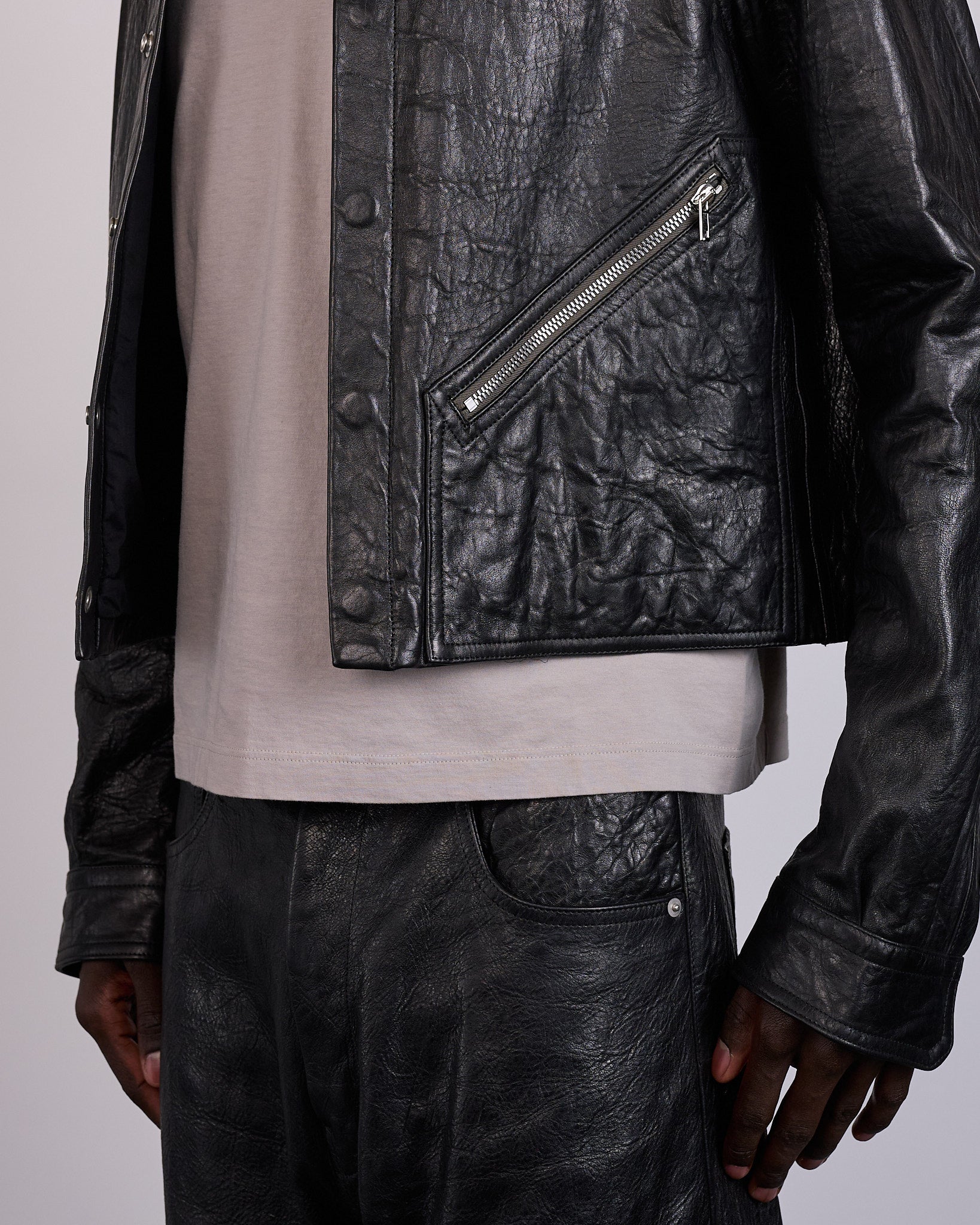 Rick Owens Tour Alice Jacket Tumbled Lamb Leather Black