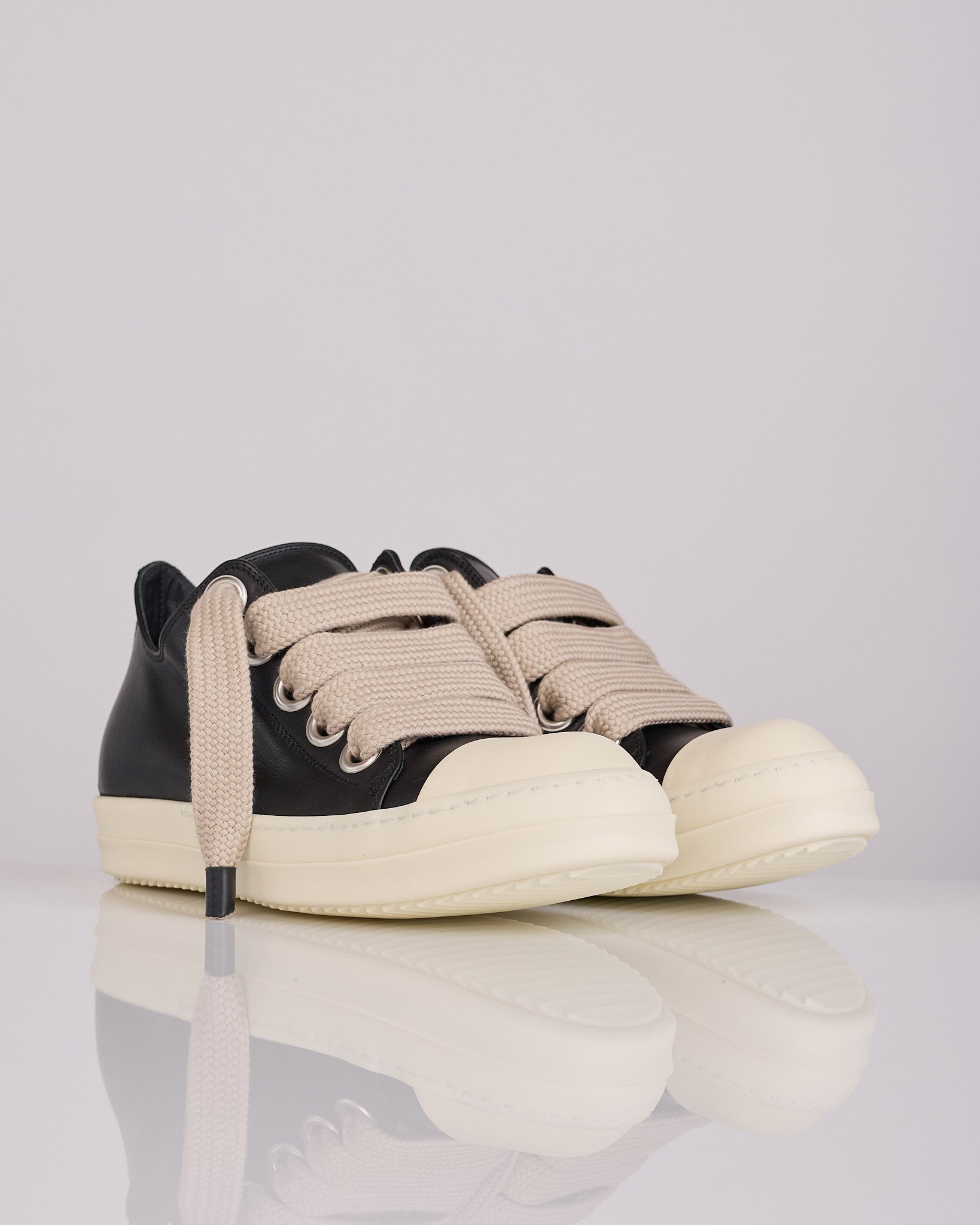 Rick Owens Tower Jumbolace Low Full Grain Sneaker Black Milk