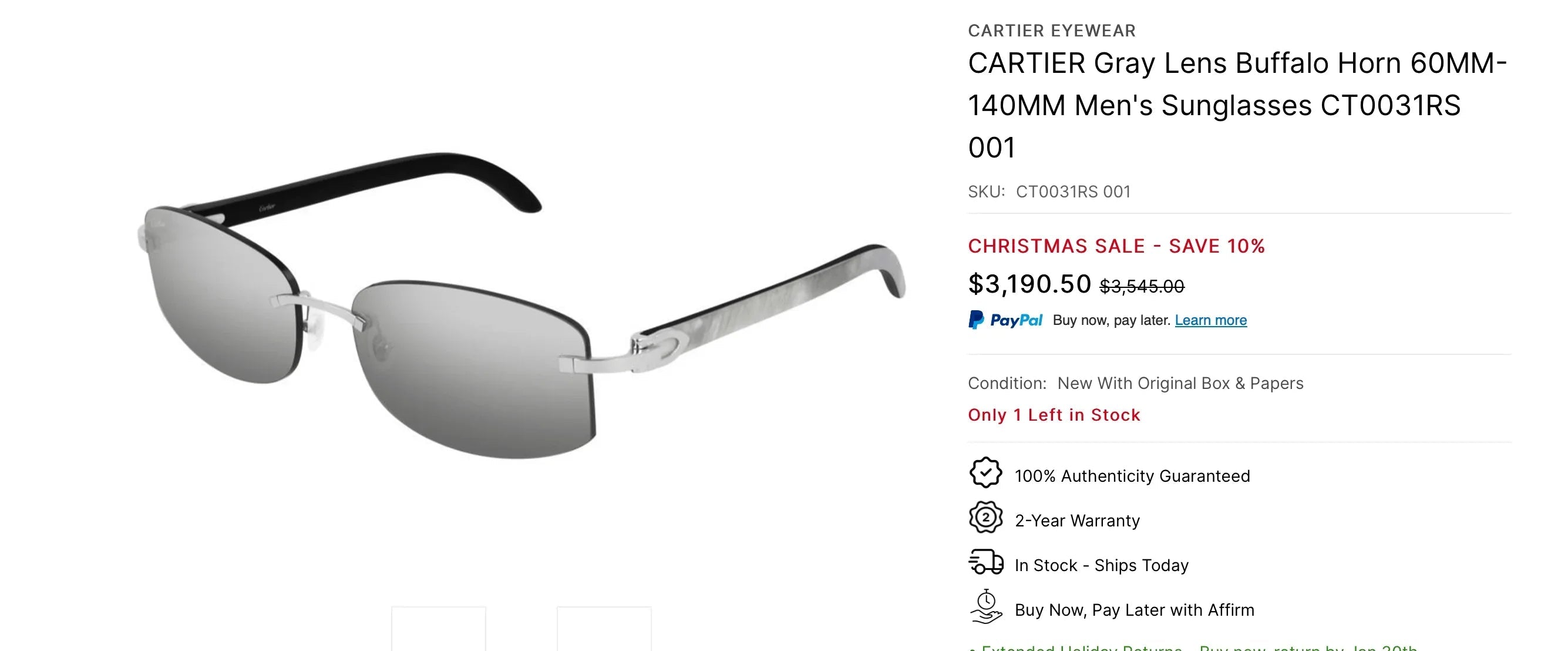 CARTIER Lens Buffalo Horn 60MM-140MM Men&