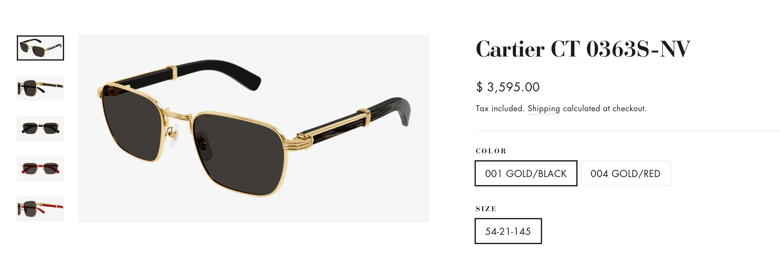 Cartier CT 0363S-NV Horn (Gold/Black) / Wood (Gold/Red) $3495 ✨