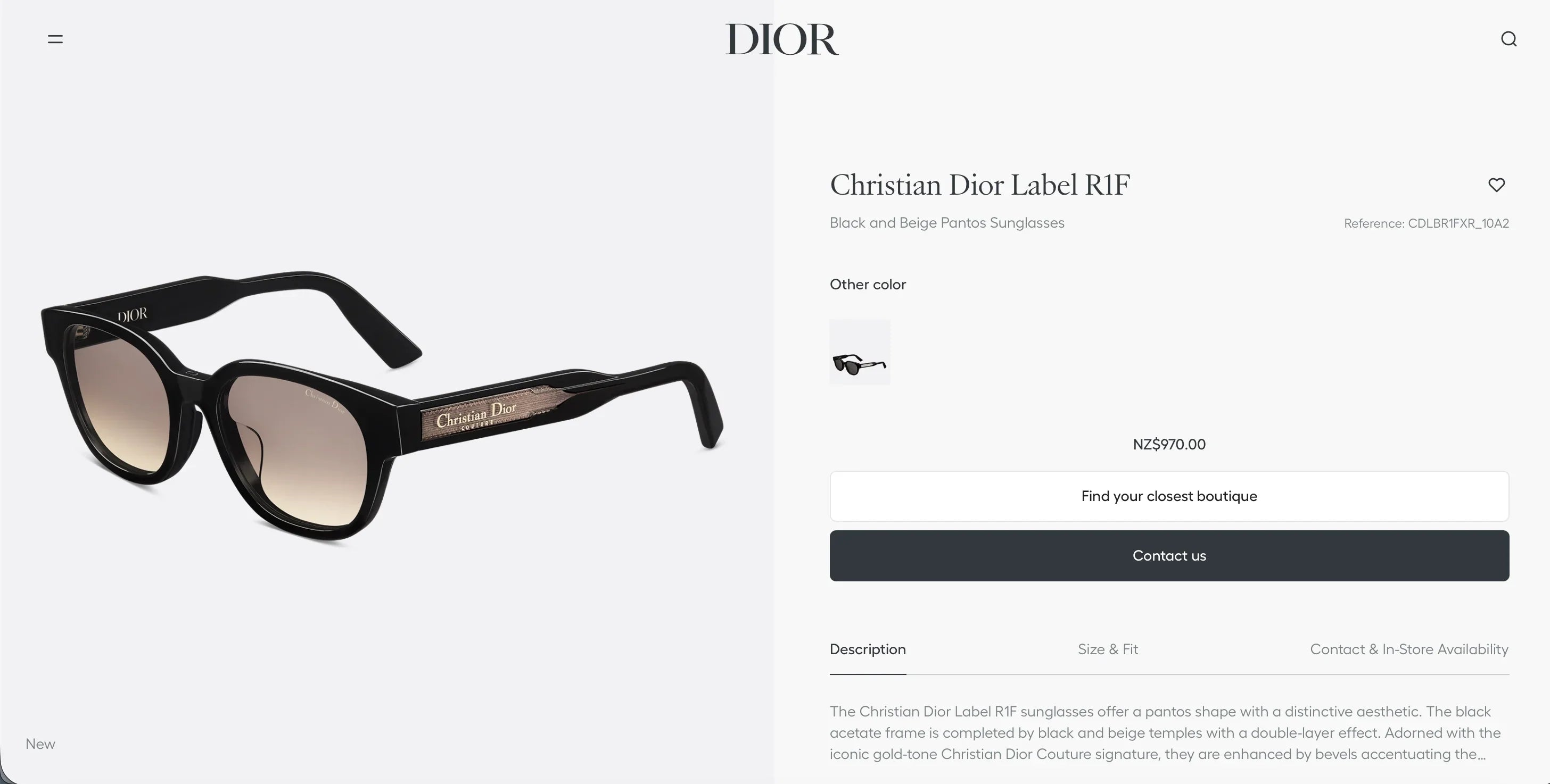 DIOR Christian Dior Label R1F Black and Beige Pantos Sunglasses ✨