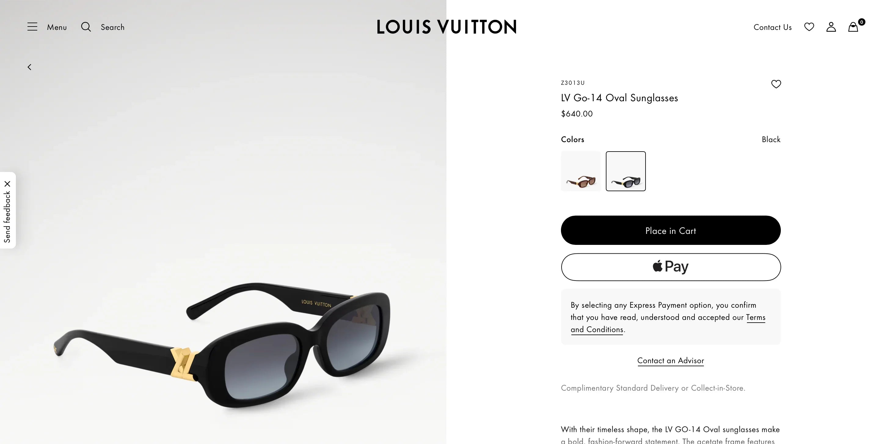 Louis Vuitton Z3013U LV Go-14 Oval Sunglasses ✨