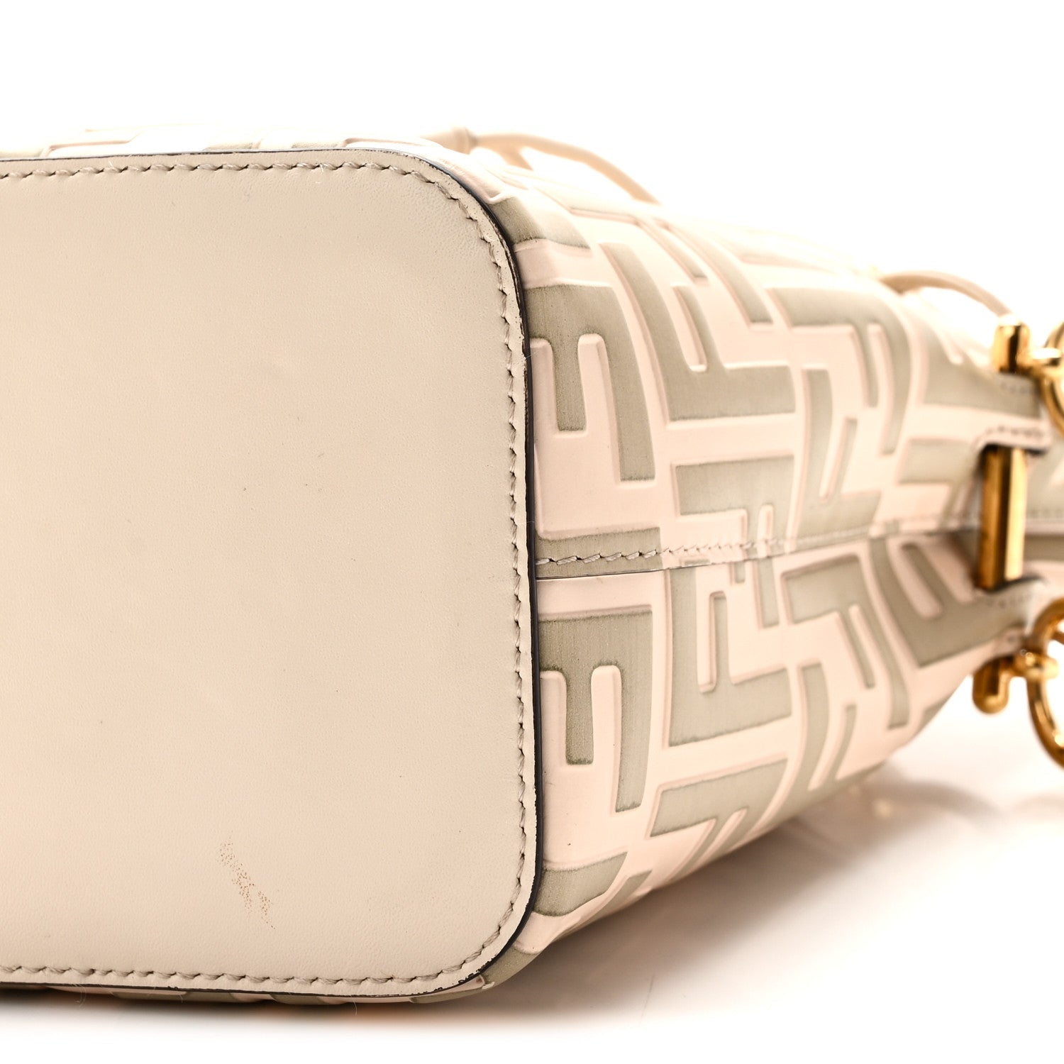 Vitello Liberty F is Fendi Bi-Color FF 1974 Embossed Mini Mon Tresor Bucket Bag Camelia Mandorlo