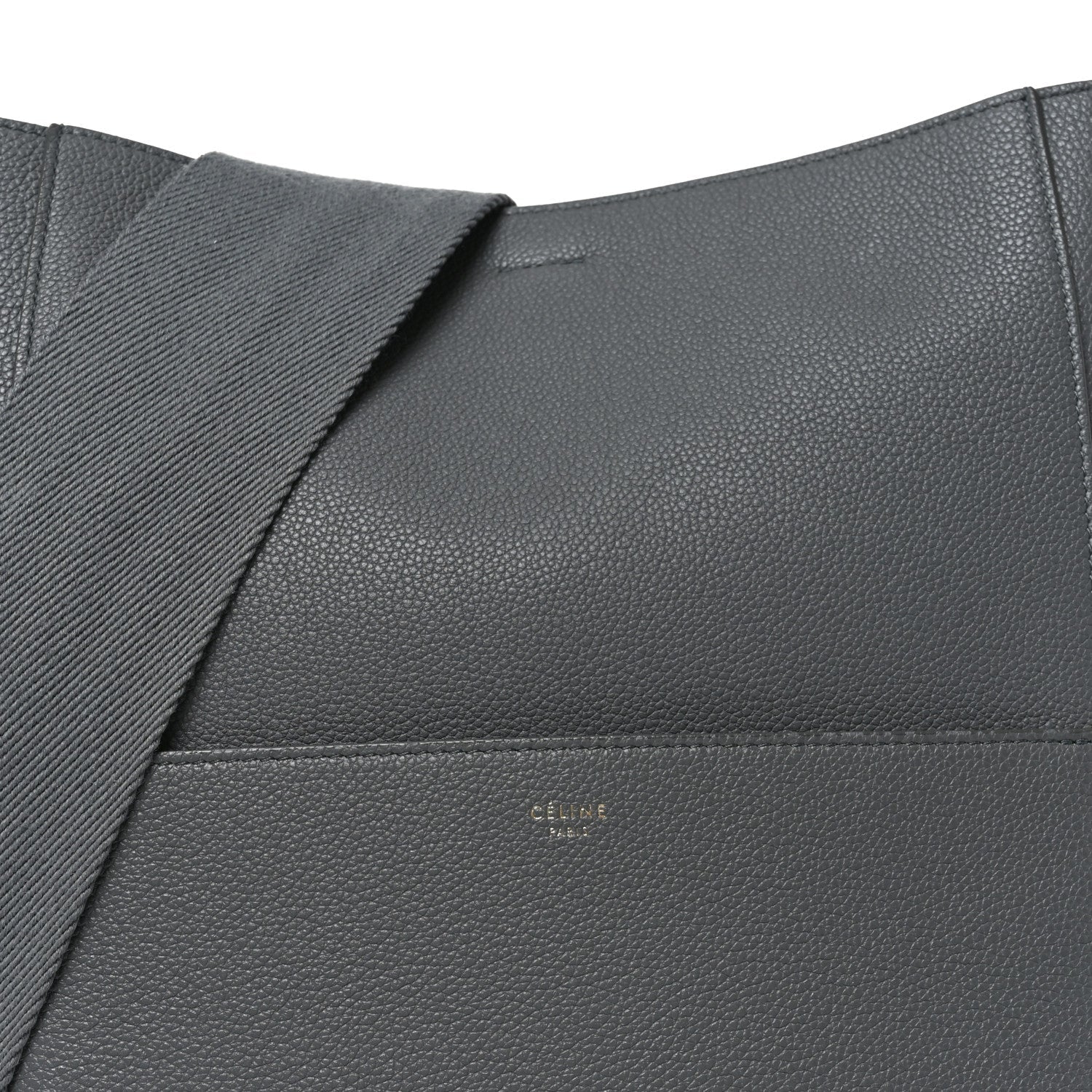 Soft Grained Calfskin Sangle Bucket Bag Grey