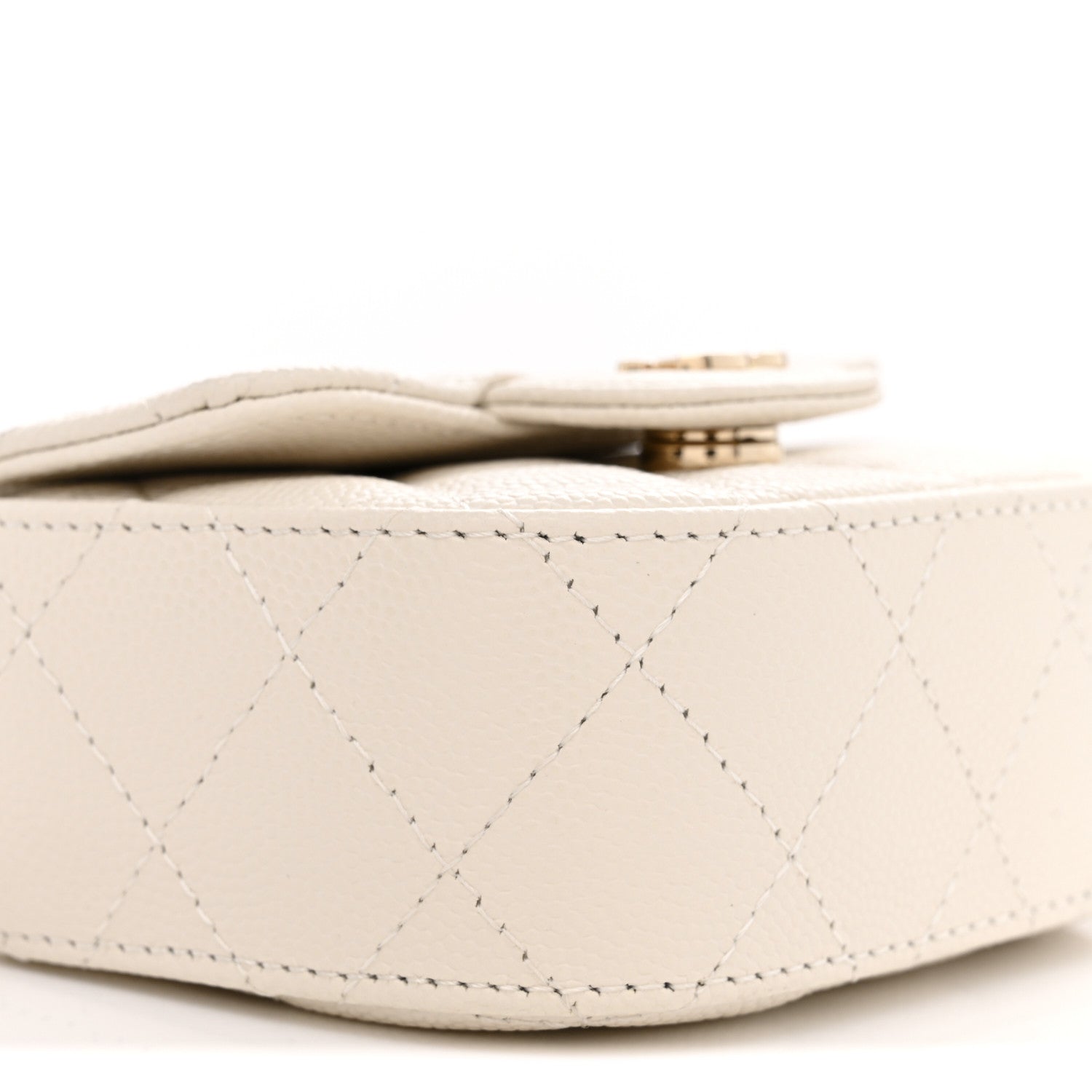 Caviar Quilted Mini Clutch With Chain White