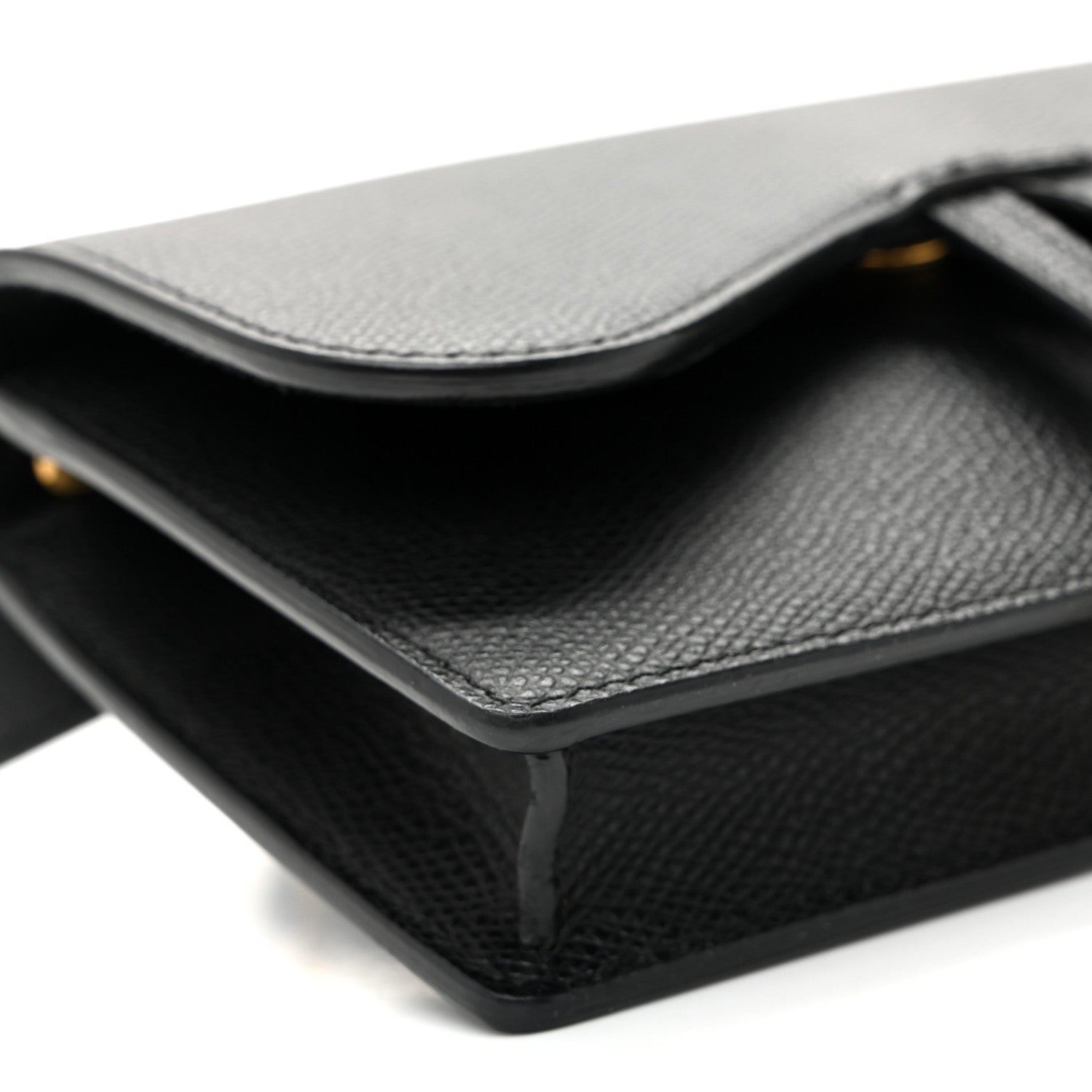 Grained Calfskin Saddle Belt Bag Black