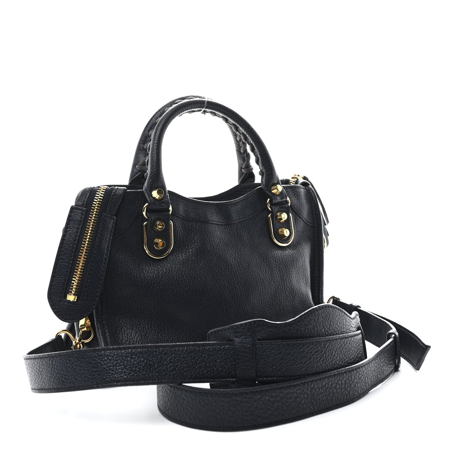 Chevre Gold Metallic Edge Hardware Mini City Bleu Nuit Dark Sea