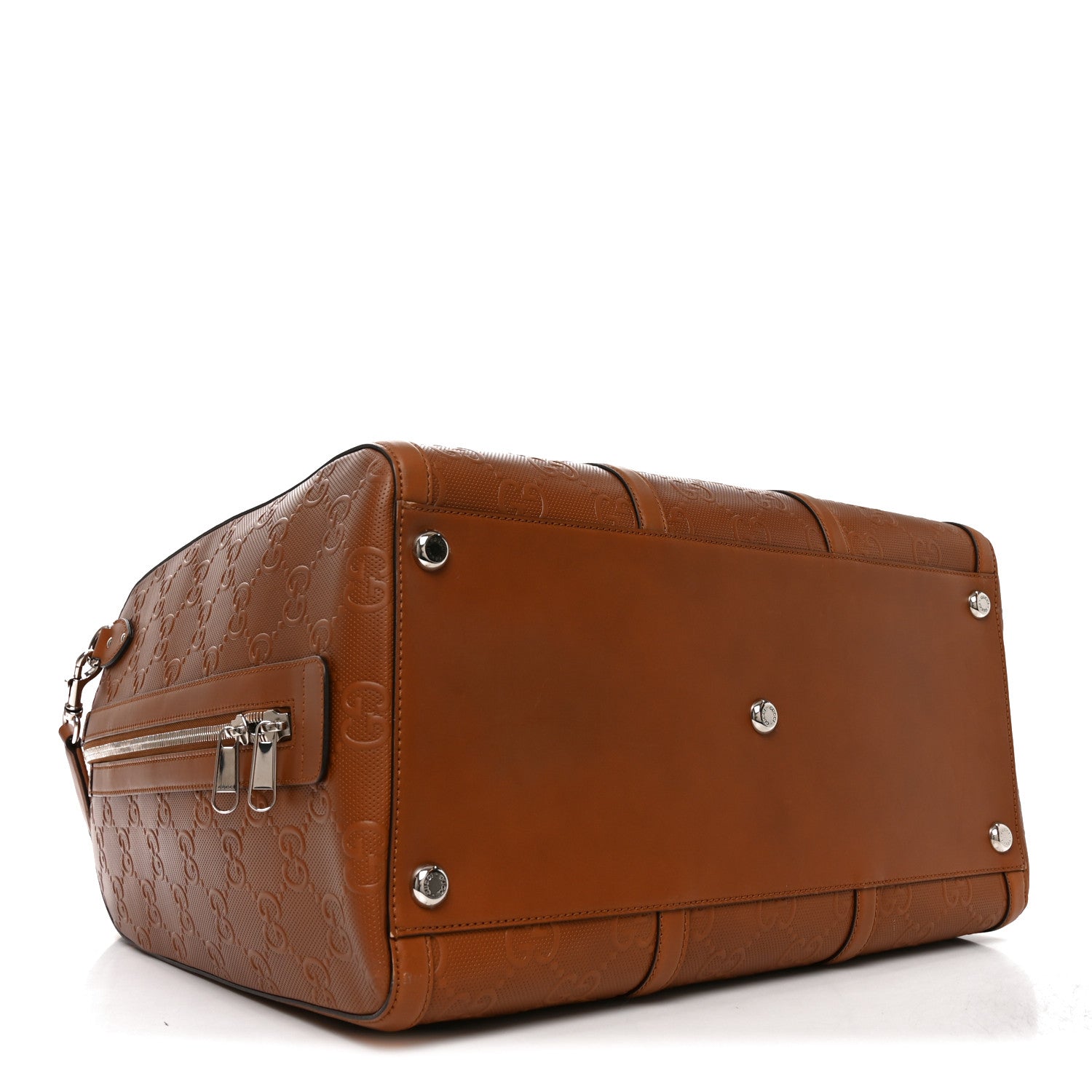 Calfskin GG Tennis Embossed Duffle Bag Brown