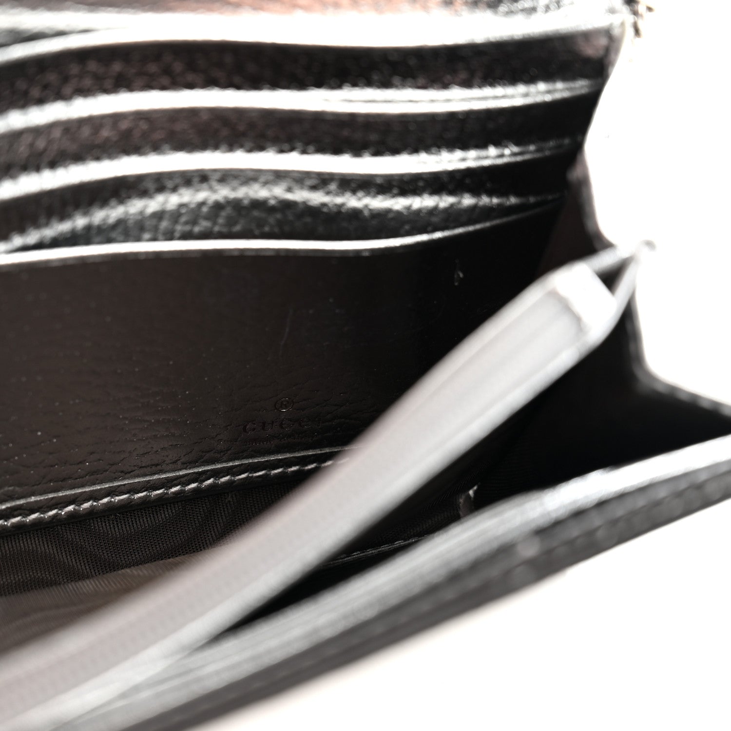 Metallic Calfskin GG Supreme Monogram Petite GG Marmont Wallet Chain Bag Silver Beige Ebony