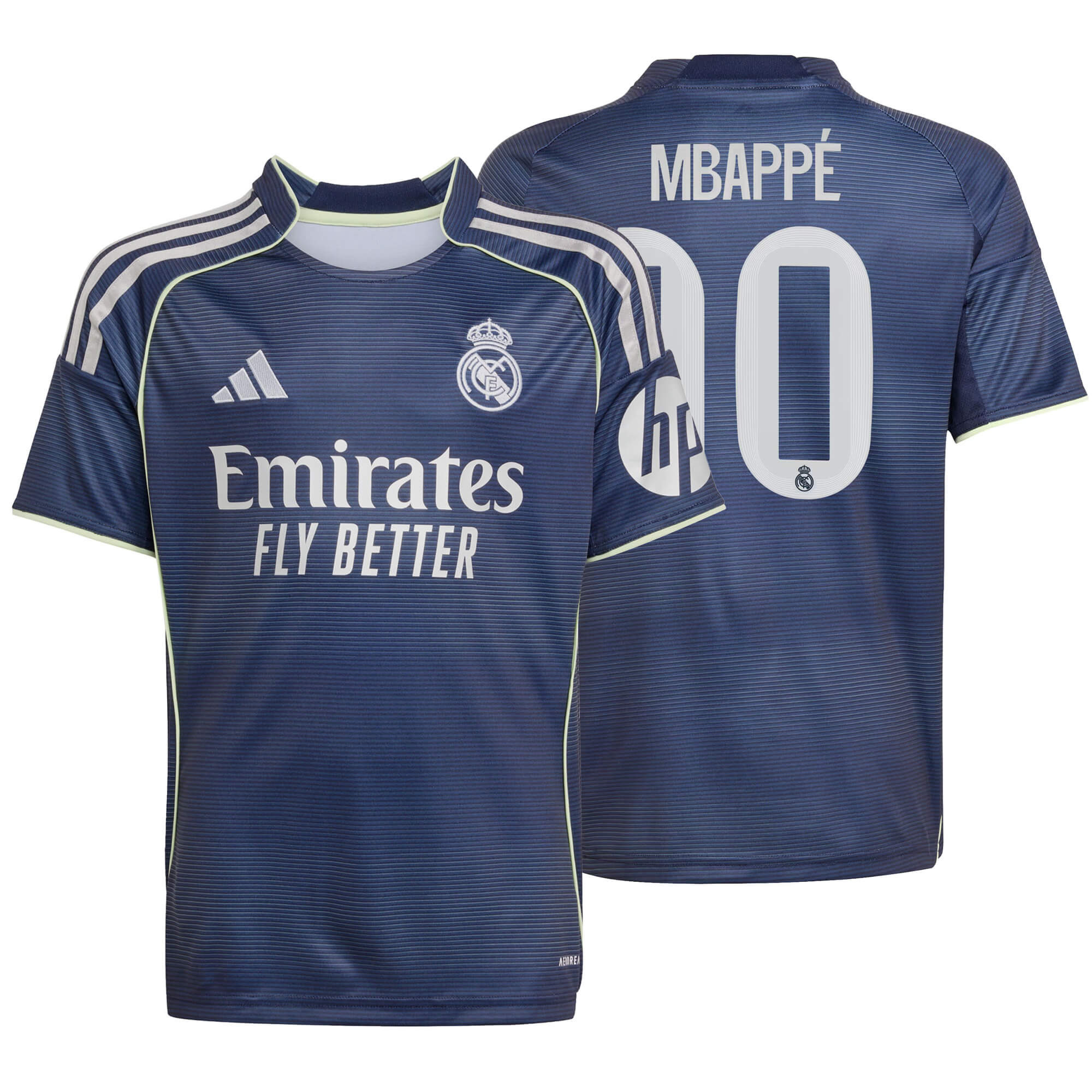 adidas Real Madrid Kids Away Stadium 2025/26 Jersey w/ Mbappe