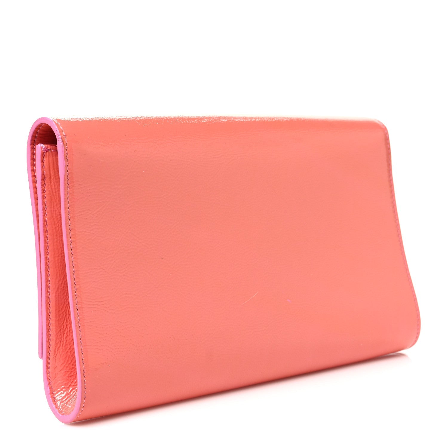 Textured Patent Large Belle De Jour Clutch Indian Pink