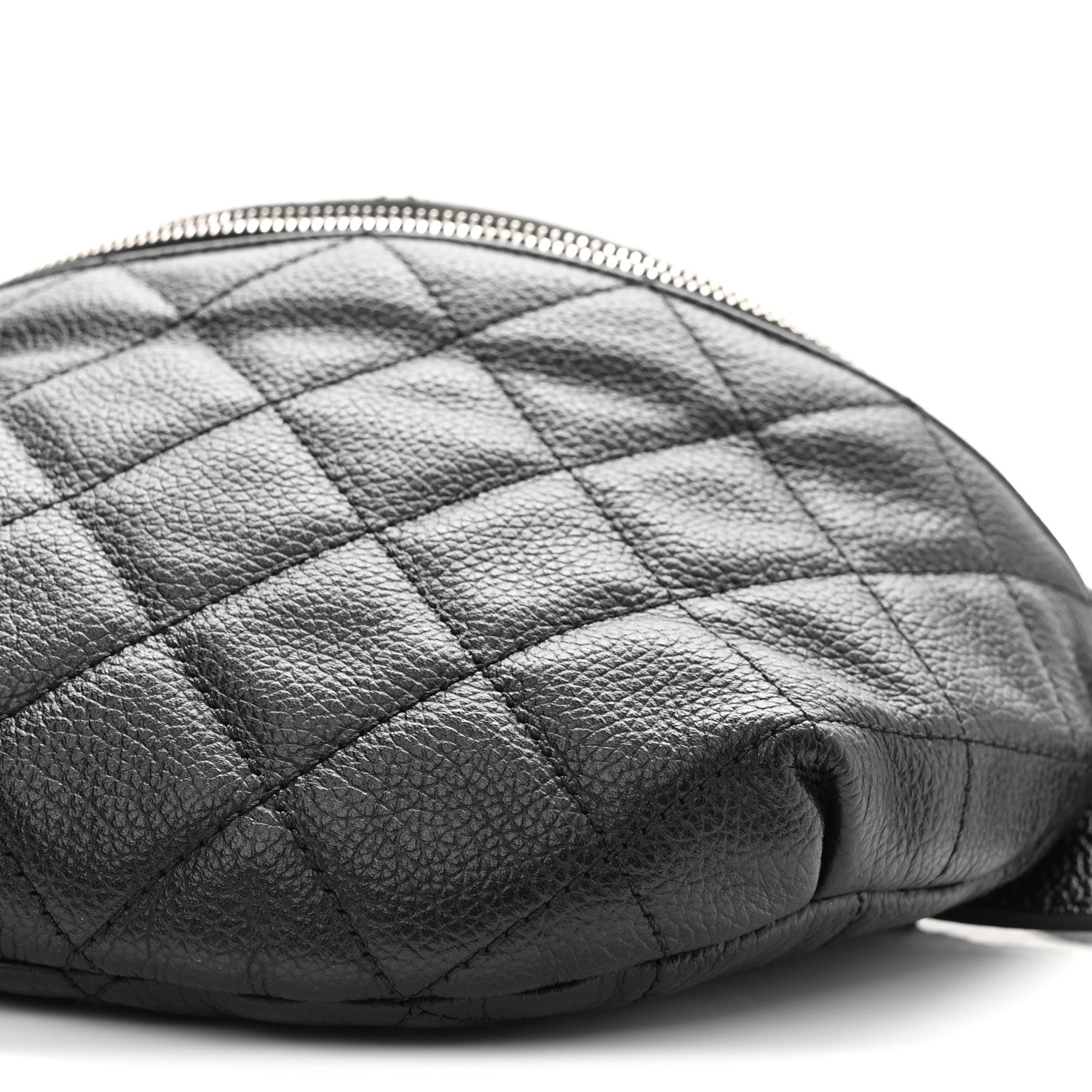 Grained Calfskin Quilted Waist Belt Bag Black