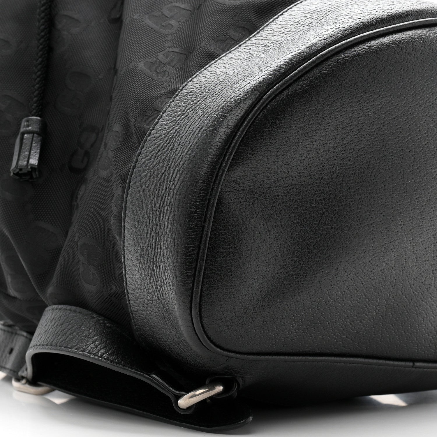 Econyl Nylon Monogram Off The Grid Drawstring Bucket Backpack Black