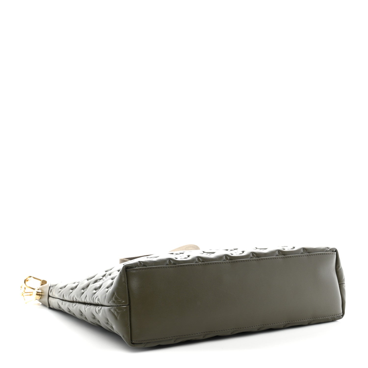 Calfskin Embossed Monogram Coussin Hobo Dark Kaki