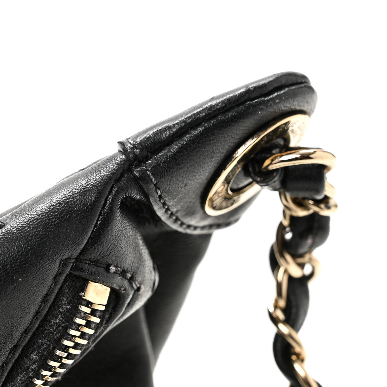 Lambskin Quilted Waist Bag Fanny Pack Black