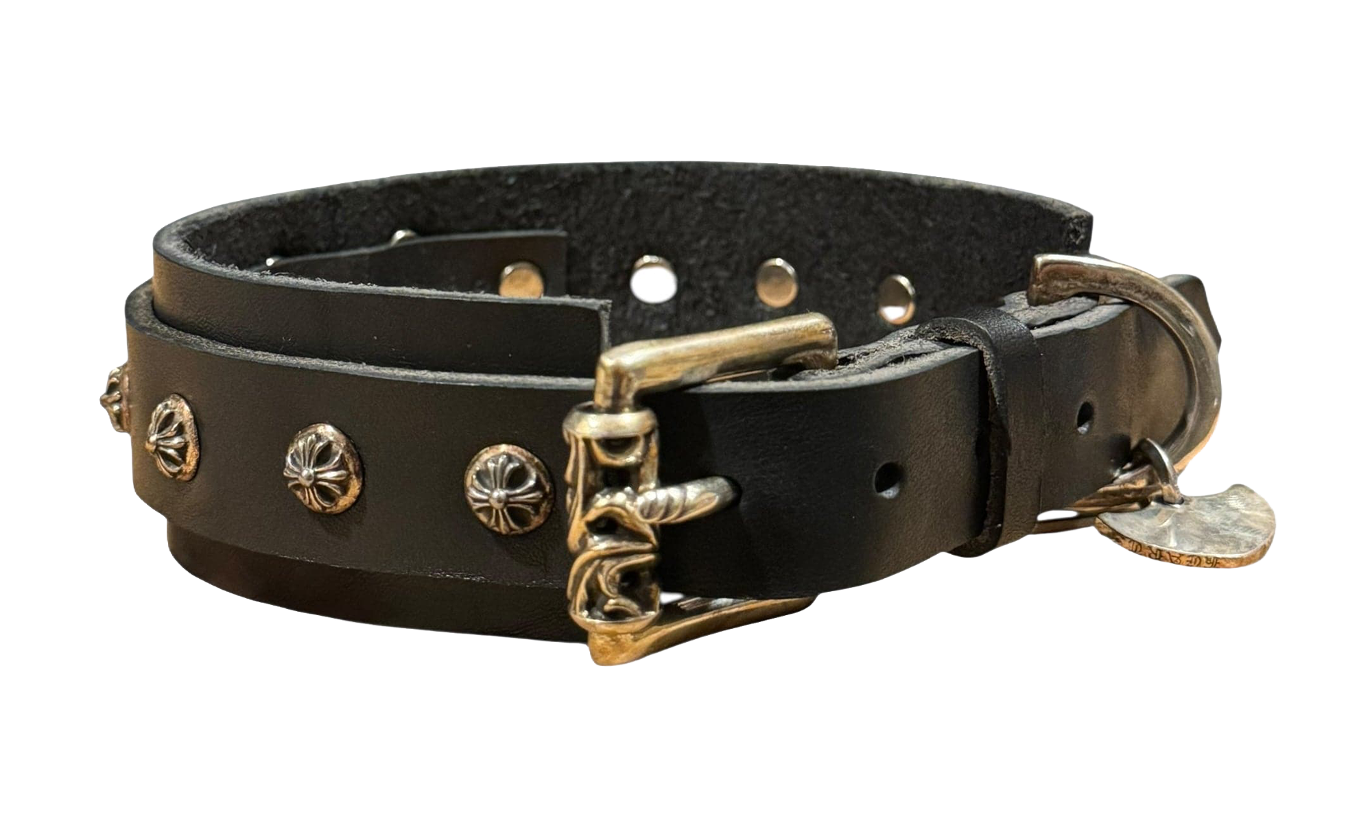 Studded Leather 18 Inch Dog Collar "Black / Silver" CHRM1207