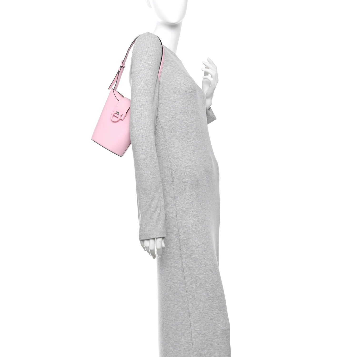 Calfskin Small Trifolio Bucket Shoulder Bag Cheerleader Pink