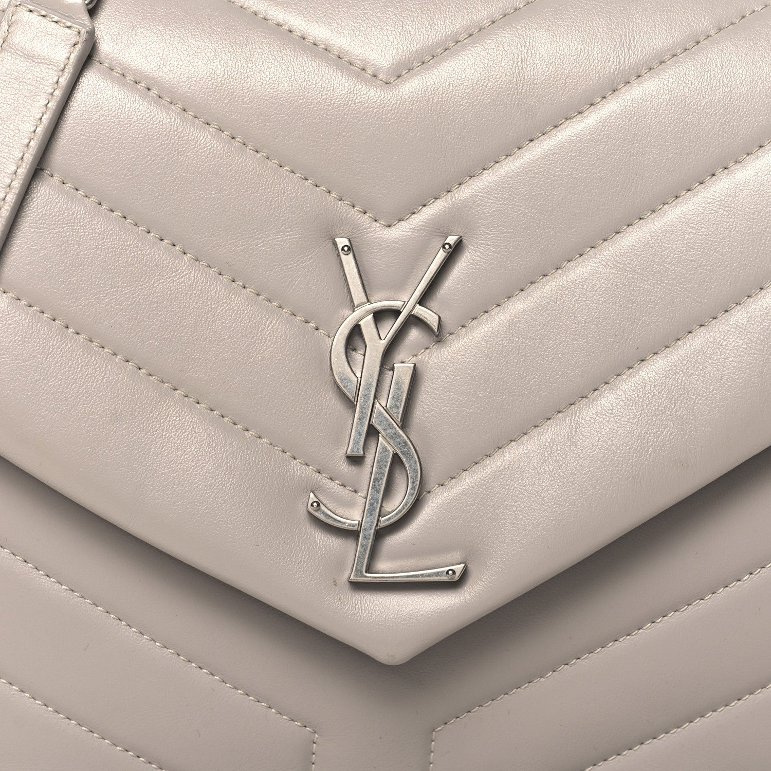 Calfskin Y Quilted Monogram Medium Loulou Chain Satchel Granite