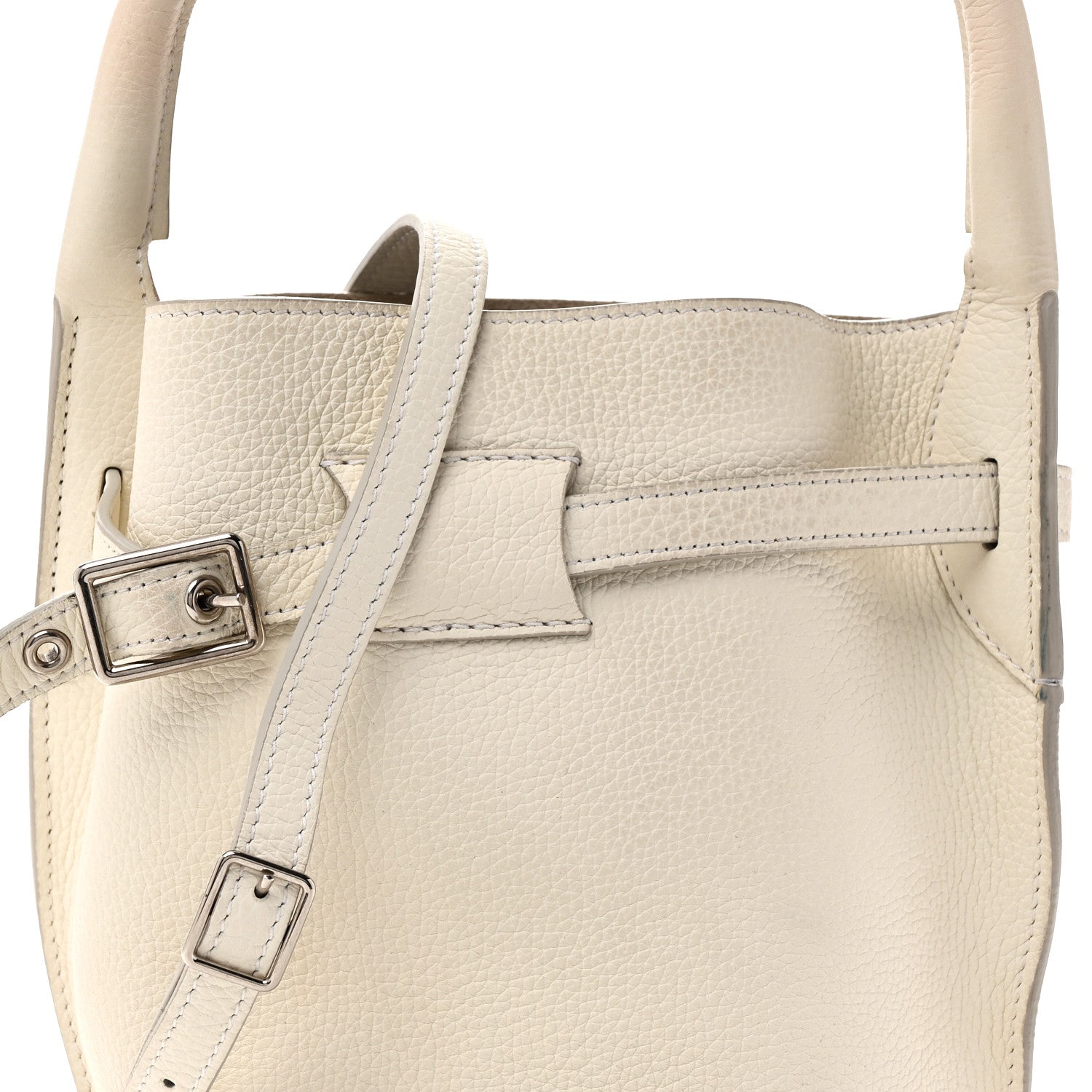 Supple Grained Calfskin Nano Big Bag Bucket White