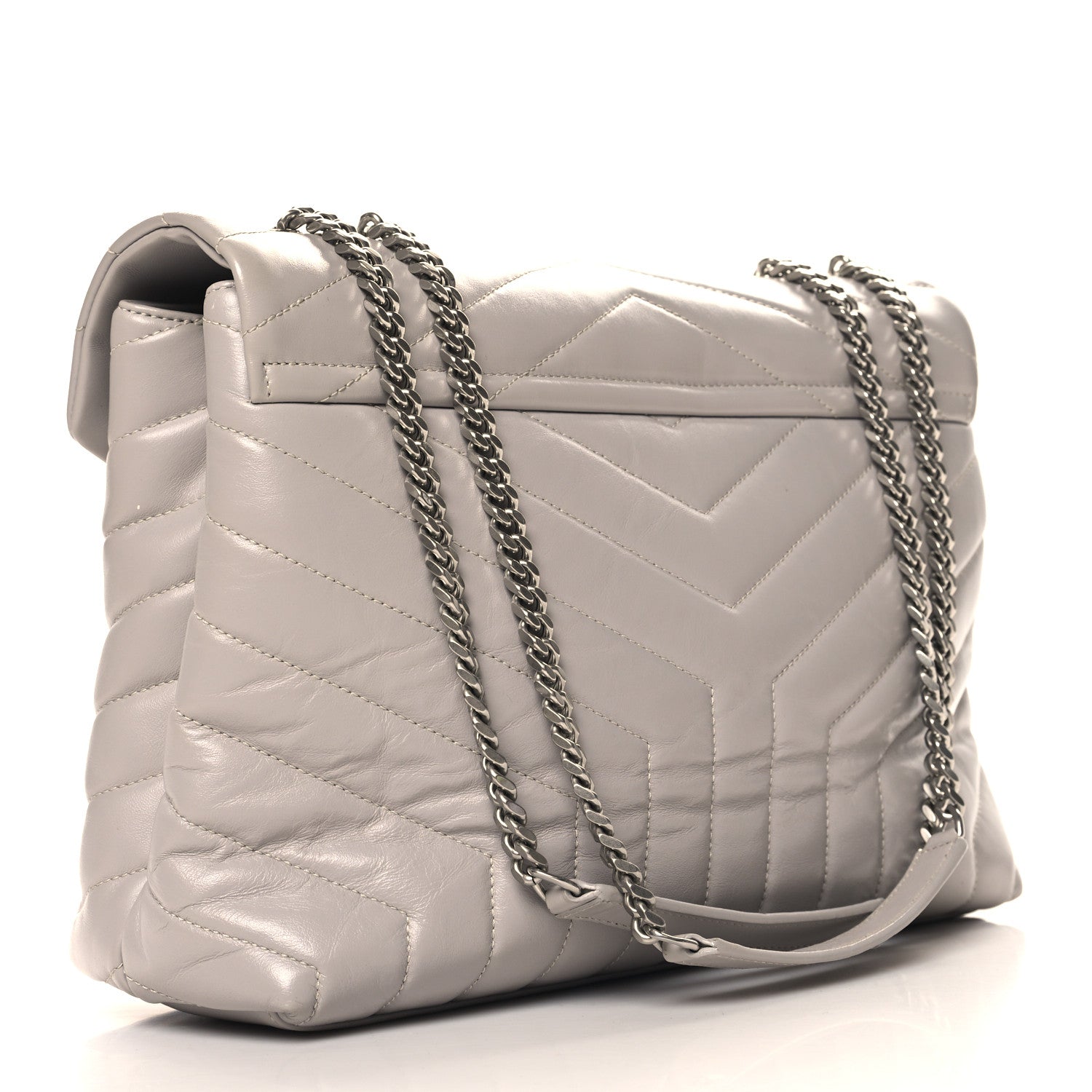 Calfskin Y Quilted Monogram Medium Loulou Chain Satchel Granite