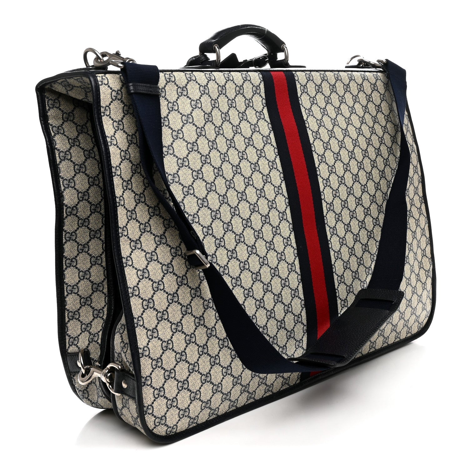 GG Supreme Monogram Web Savoy Garment Bag Beige Blue
